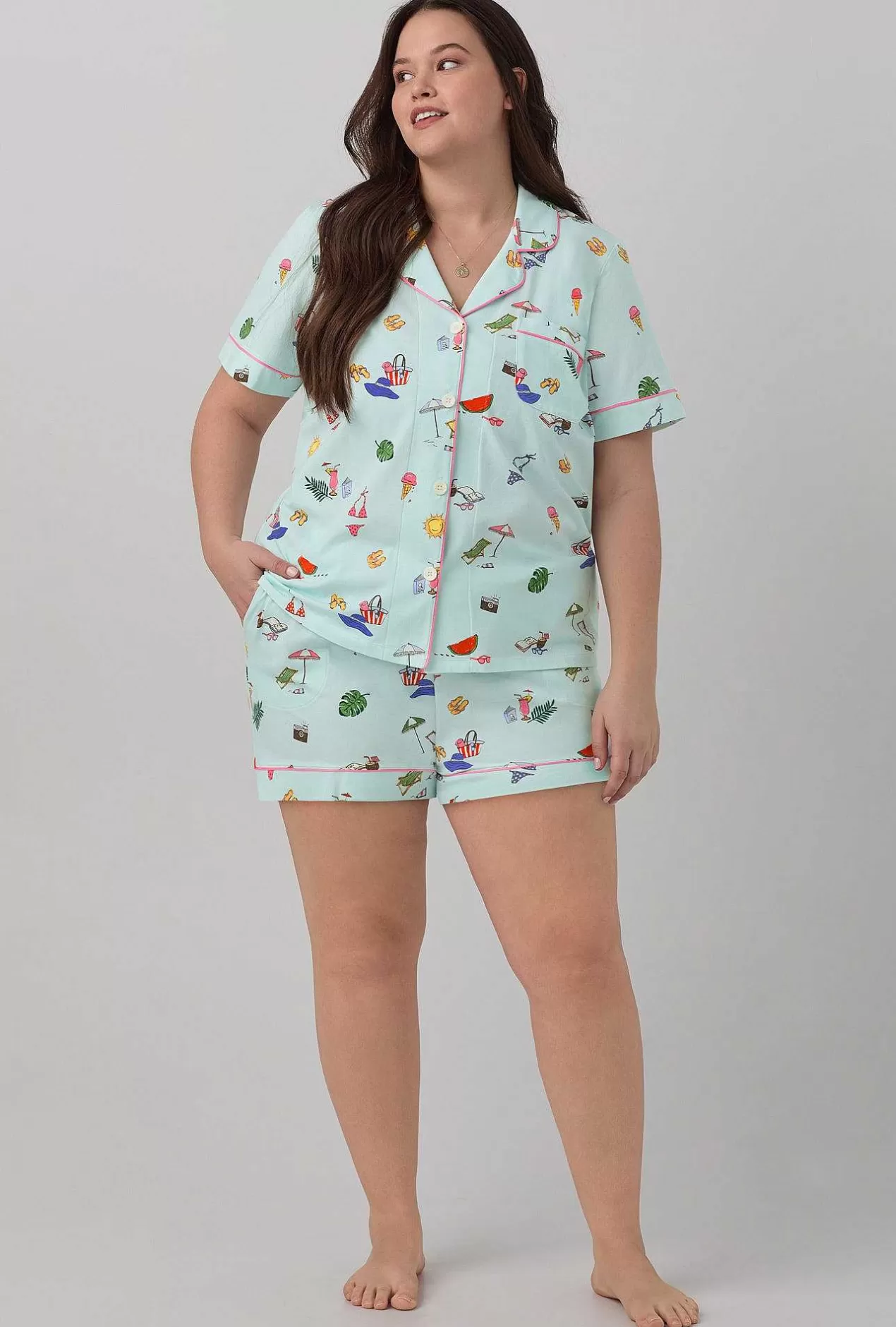 Shorty Sets*Bedhead Pajamas Beach Day Short Sleeve Classic Shorty Stretch Jersey Pj Set