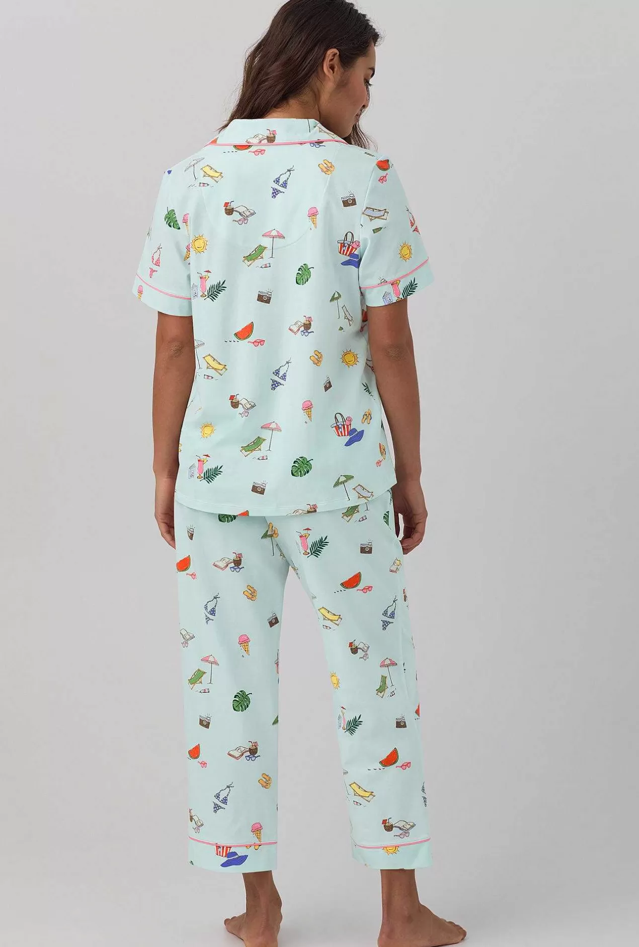 Cropped Sets*Bedhead Pajamas Beach Day Short Sleeve Classic Stretch Jersey Cropped Pj Set