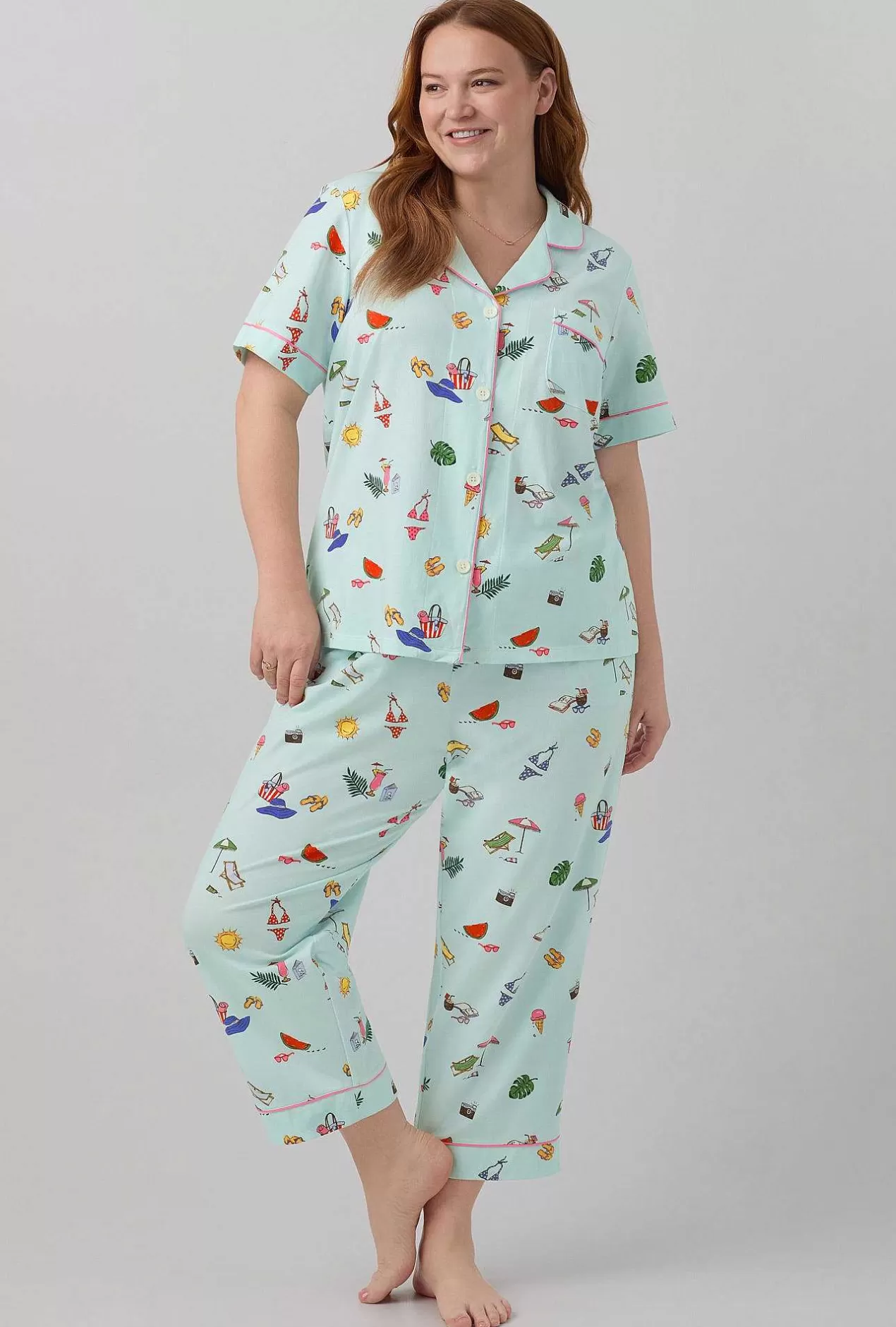 Cropped Sets*Bedhead Pajamas Beach Day Short Sleeve Classic Stretch Jersey Cropped Pj Set