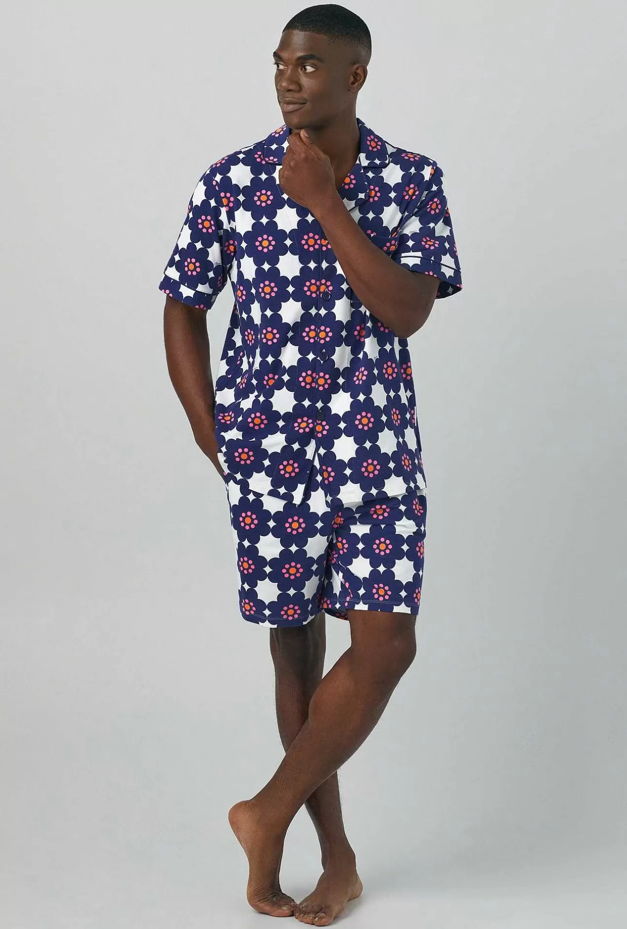 Notch Collar Short Sleep Sets*Bedhead Pajamas Bedhead X Mr. Turk Floral Tile Men'S Short Sleeve Notch Stretch Jersey Short Pj Set