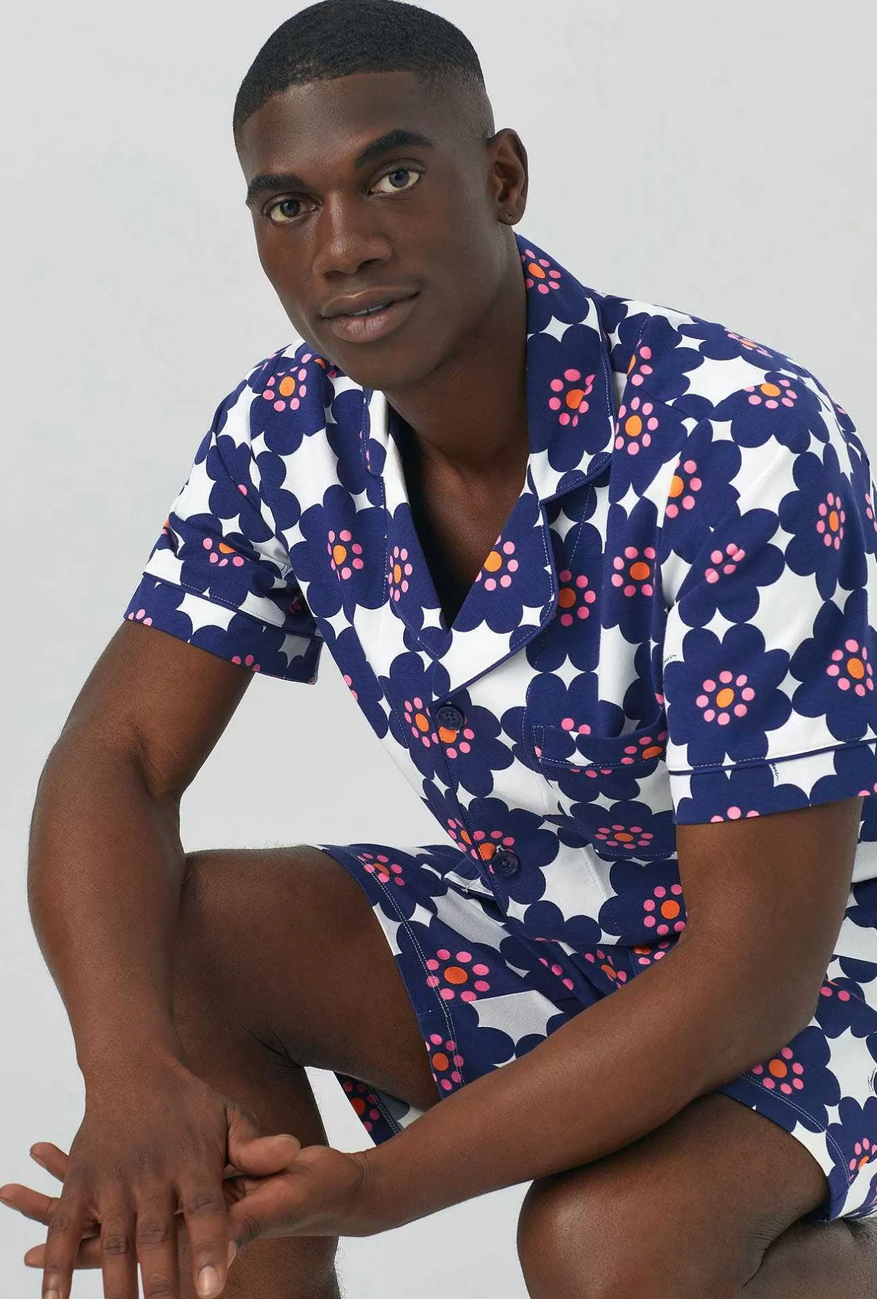 Notch Collar Short Sleep Sets*Bedhead Pajamas Bedhead X Mr. Turk Floral Tile Men'S Short Sleeve Notch Stretch Jersey Short Pj Set