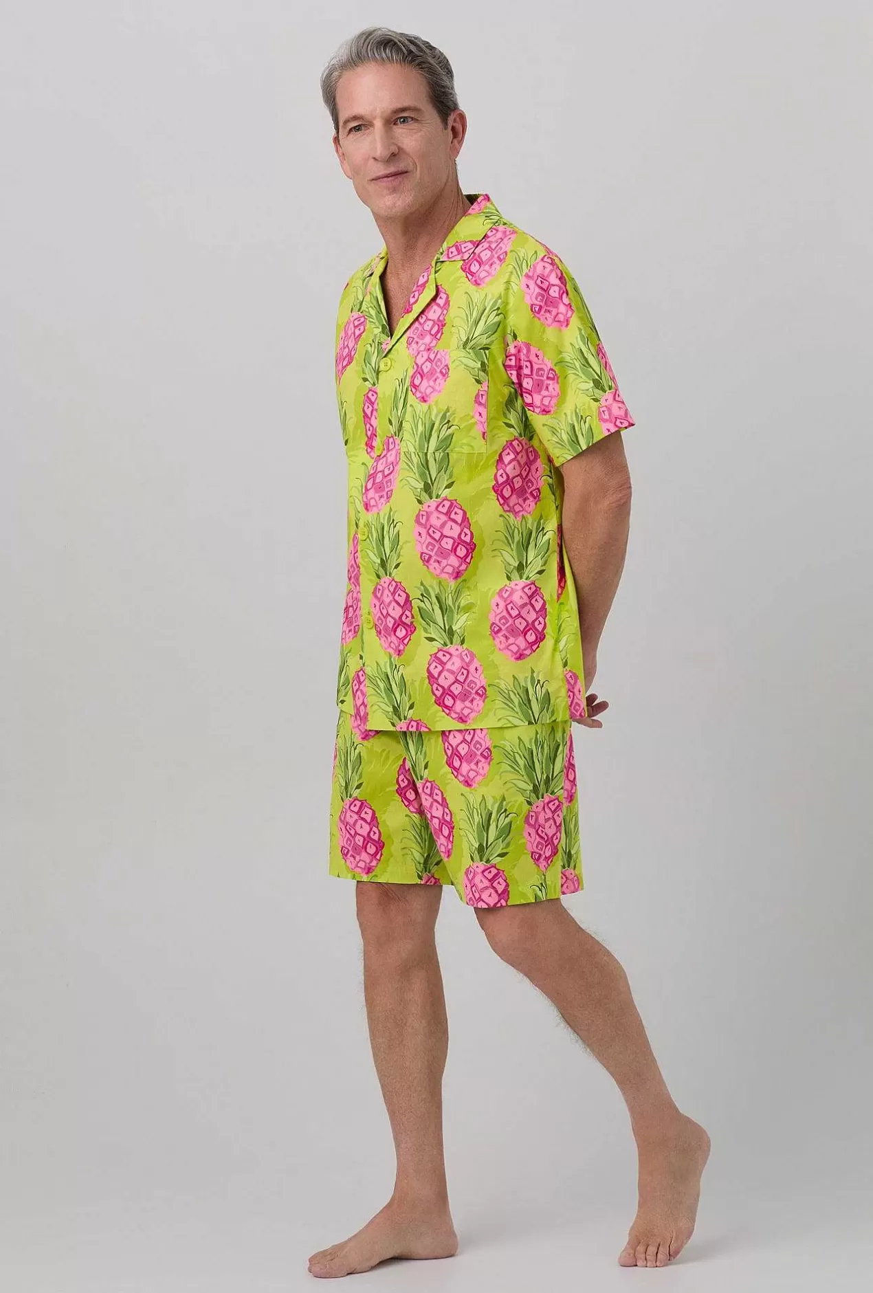 Notch Collar Short Sleep Sets*Bedhead Pajamas Bedhead X Mr. Turk Kiwi Pineapple Men'S Short Sleeve Woven Poplin Short Pj Set