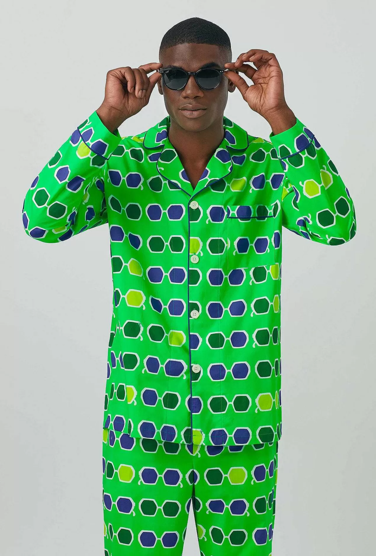 Notch Collar Long Sleep Sets*Bedhead Pajamas Bedhead X Mr. Turk Sunglasses Men'S Long Sleeve Classic Woven Cotton Poplin Pj Set