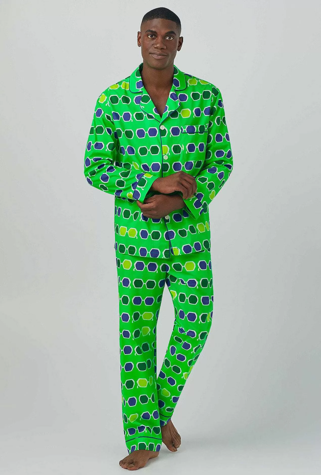 Notch Collar Long Sleep Sets*Bedhead Pajamas Bedhead X Mr. Turk Sunglasses Men'S Long Sleeve Classic Woven Cotton Poplin Pj Set
