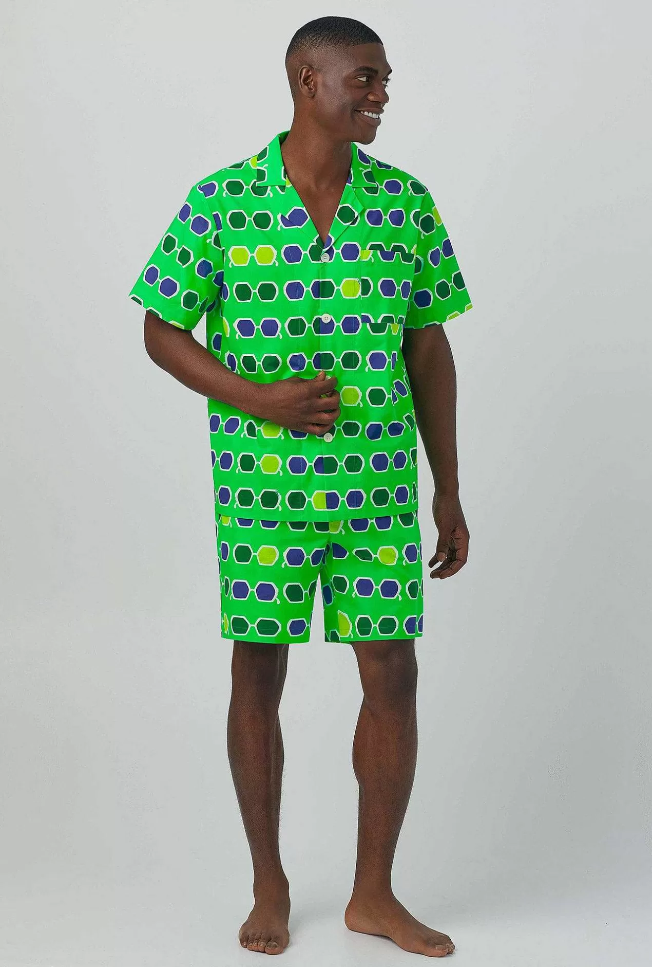 Notch Collar Short Sleep Sets*Bedhead Pajamas Bedhead X Mr. Turk Sunglasses Men'S Short Sleeve Notch Woven Cotton Poplin Boxer Pj Set