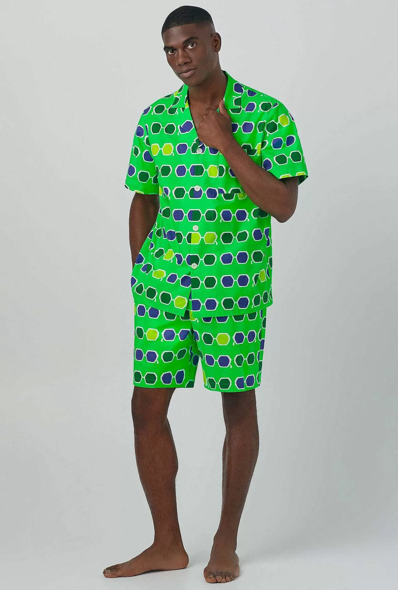 Notch Collar Short Sleep Sets*Bedhead Pajamas Bedhead X Mr. Turk Sunglasses Men'S Short Sleeve Notch Woven Cotton Poplin Boxer Pj Set