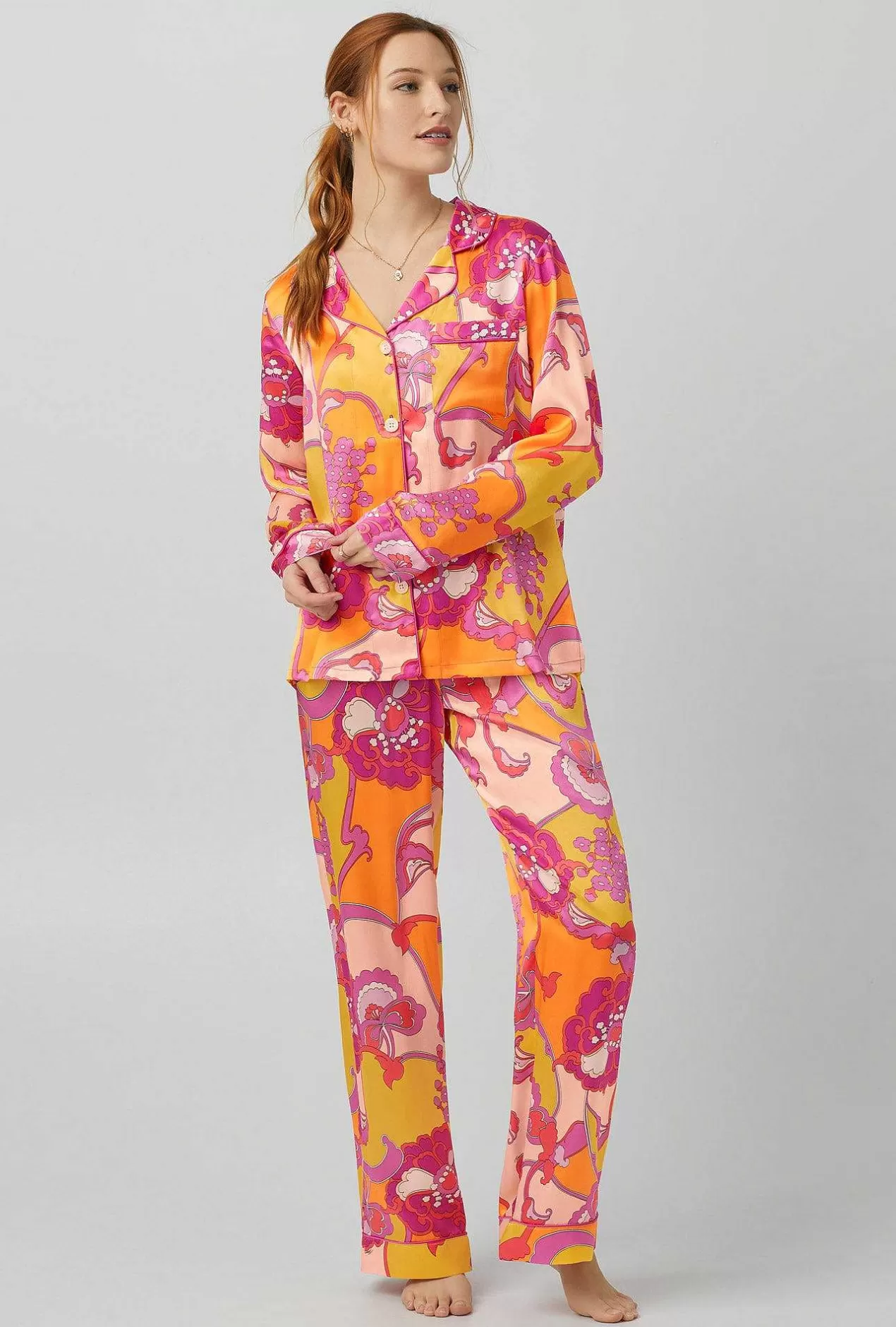 Long Sleep Sets*Bedhead Pajamas Bedhead X Trina Turk Apache Bloom Long Sleeve Classic Washable Silk Pj Set