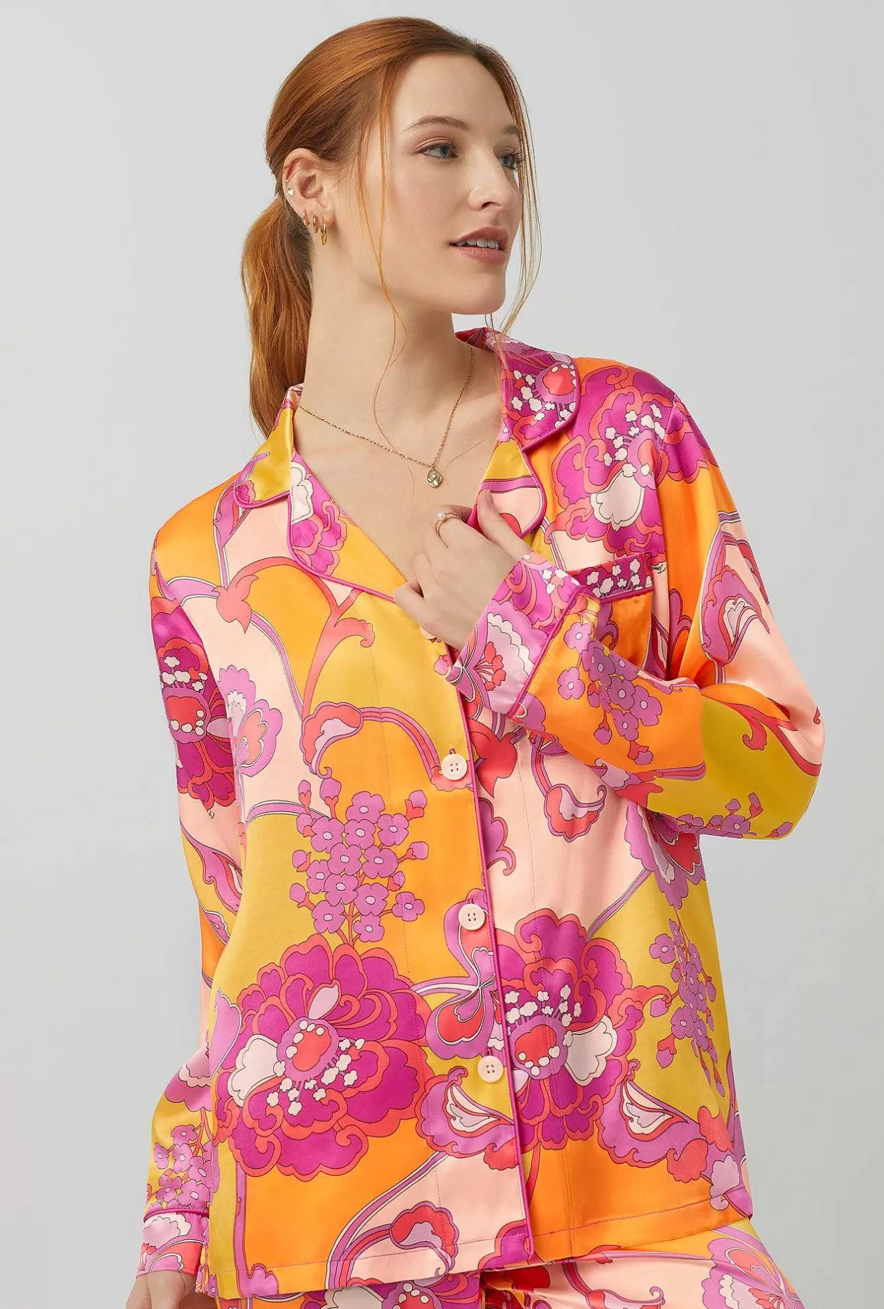 Long Sleep Sets*Bedhead Pajamas Bedhead X Trina Turk Apache Bloom Long Sleeve Classic Washable Silk Pj Set