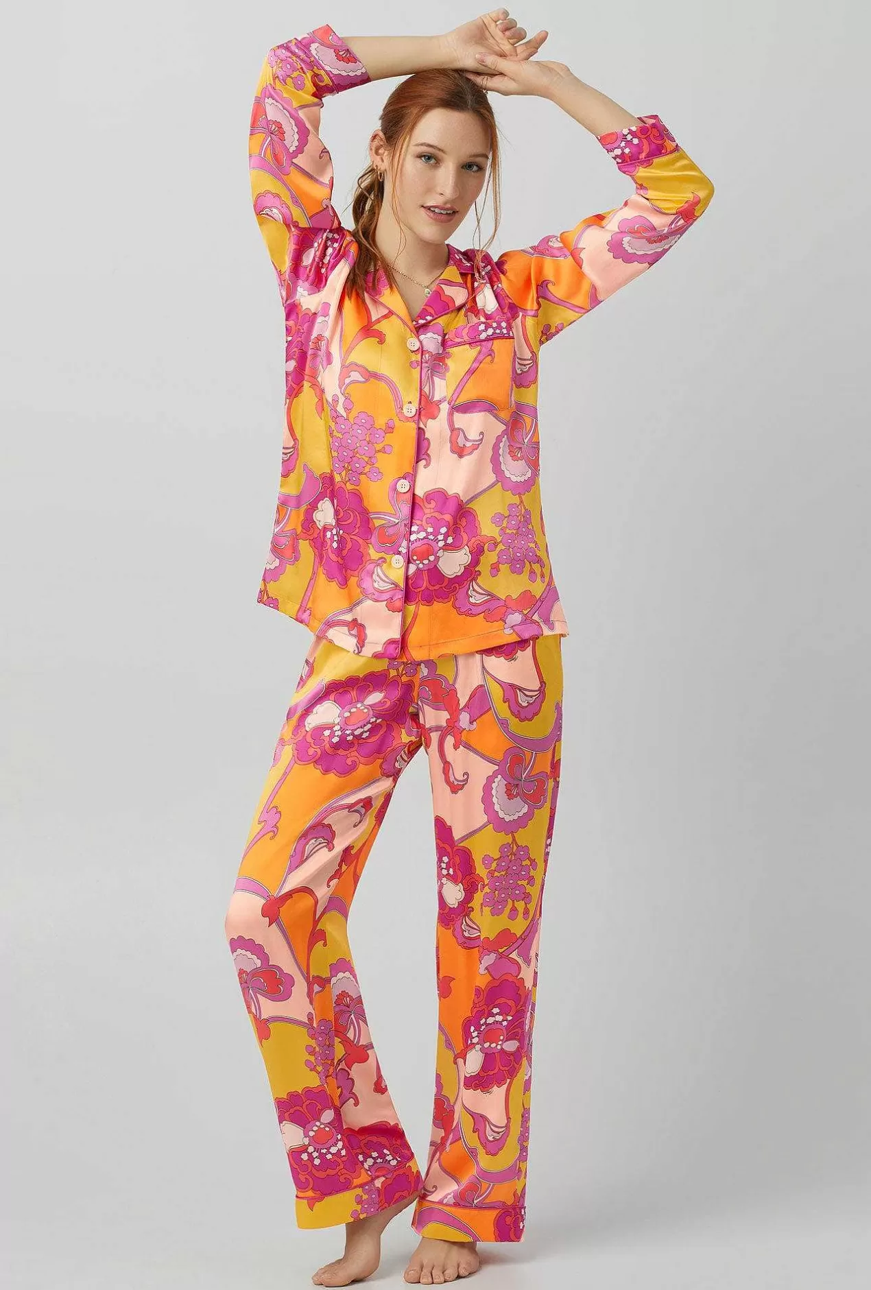 Long Sleep Sets*Bedhead Pajamas Bedhead X Trina Turk Apache Bloom Long Sleeve Classic Washable Silk Pj Set