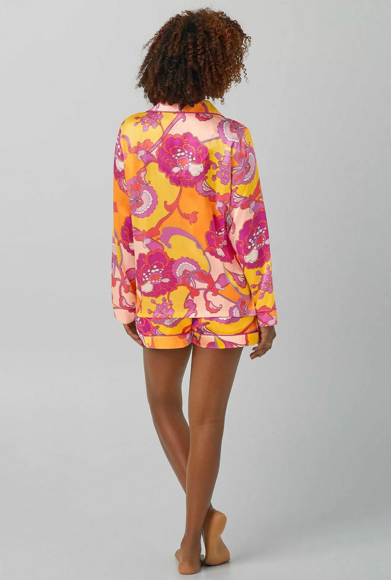 Shorty Sets*Bedhead Pajamas Bedhead X Trina Turk Apache Bloom Long Sleeve Classic Washable Silk Satin Shorty Pj Set