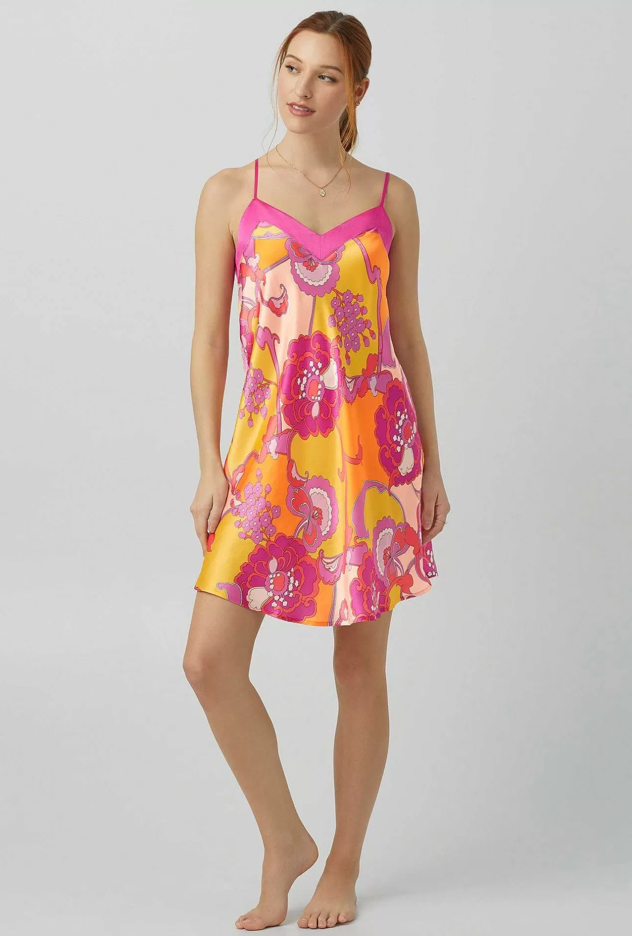 Sleepshirts & Chemises*Bedhead Pajamas Bedhead X Trina Turk Apache Bloom Washable Silk Satin Chemise