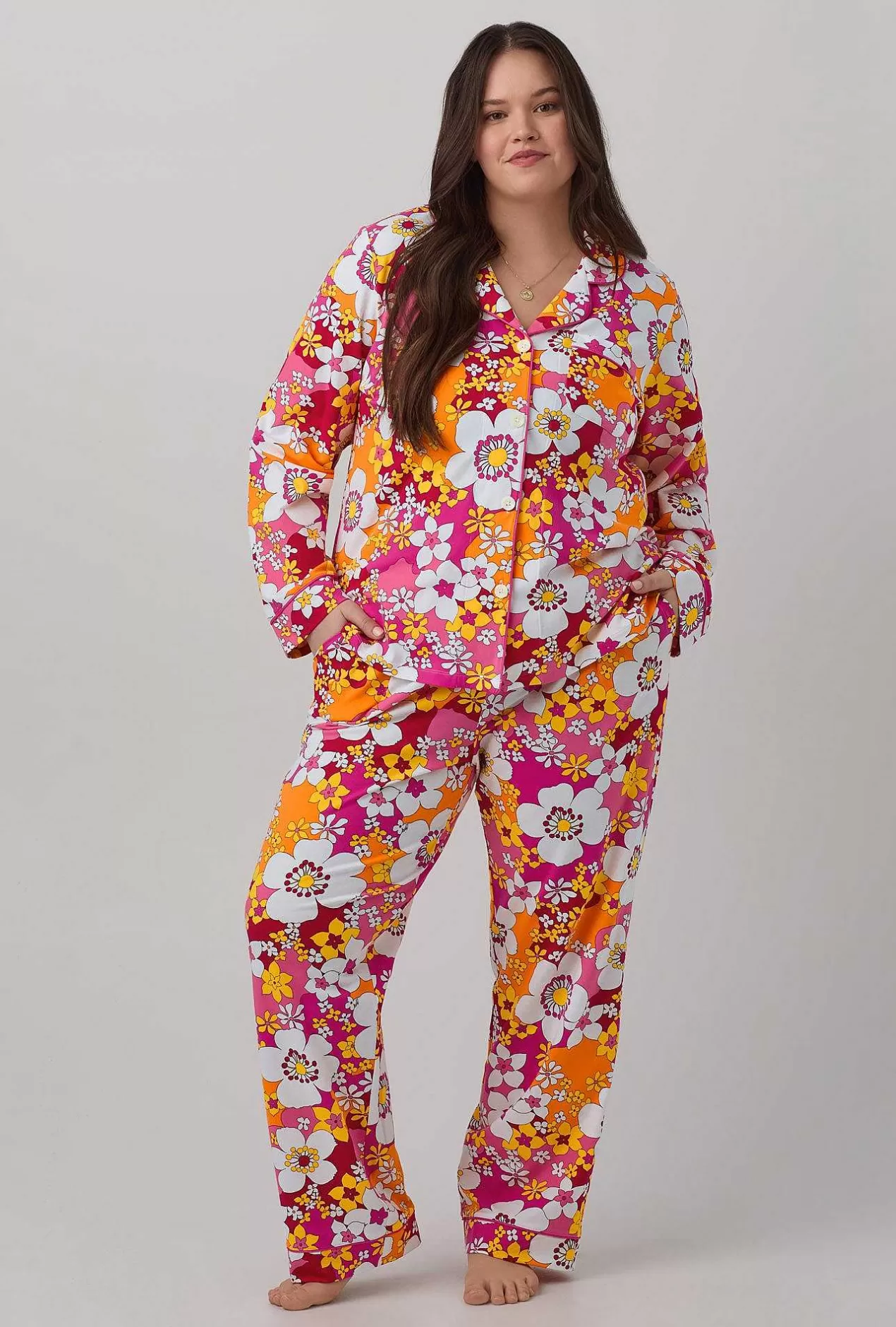 Long Sleep Sets*Bedhead Pajamas Bedhead X Trina Turk Bali Pink Floral Women'S Long Sleeve Classic Stretch Jersey Pj Set