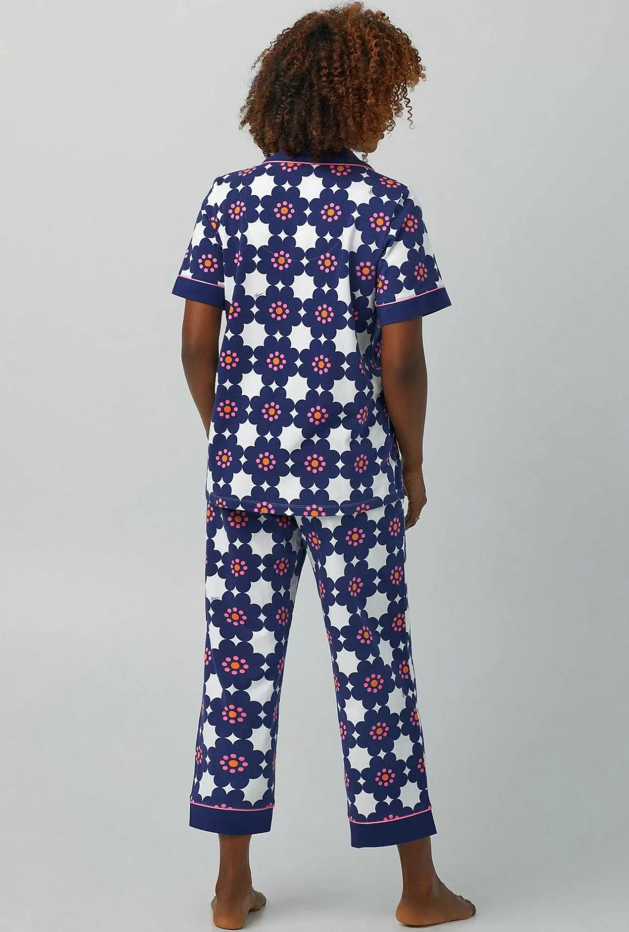 Cropped Sets*Bedhead Pajamas Bedhead X Trina Turk Floral Tile Short Sleeve Classic Stretch Jersey Cropped Pj Set