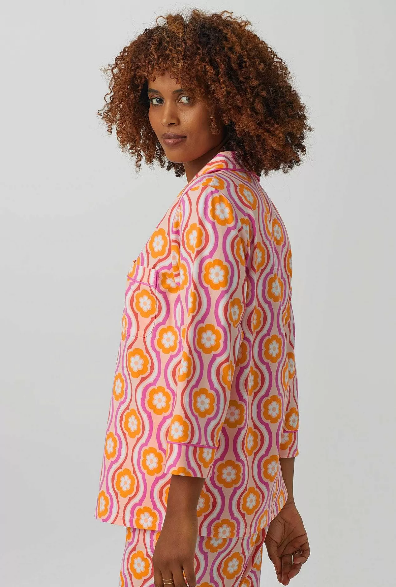 Cropped Sets*Bedhead Pajamas Bedhead X Trina Turk Flower Swirl 3/4 Sleeve Classic Stretch Jersey Cropped Pj Set