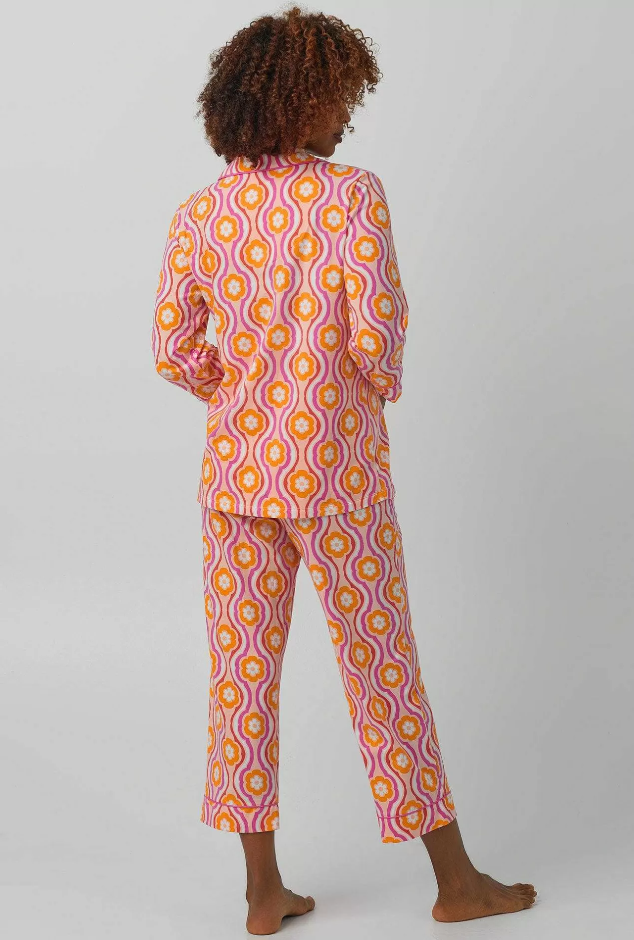 Cropped Sets*Bedhead Pajamas Bedhead X Trina Turk Flower Swirl 3/4 Sleeve Classic Stretch Jersey Cropped Pj Set
