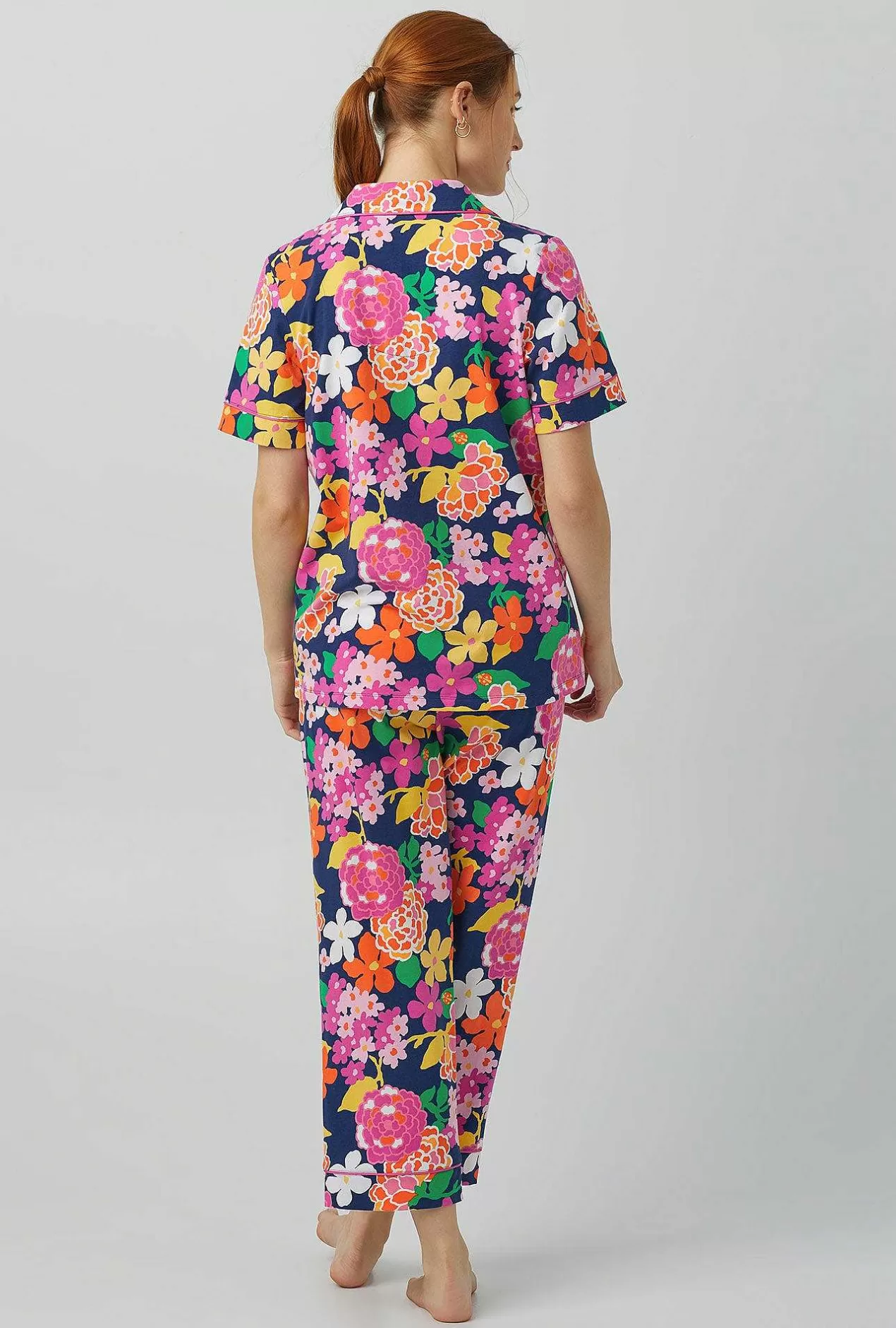 Cropped Sets*Bedhead Pajamas Bedhead X Trina Turk Greenhouse Floral Short Sleeve Classic Stretch Jersey Cropped Pj Set