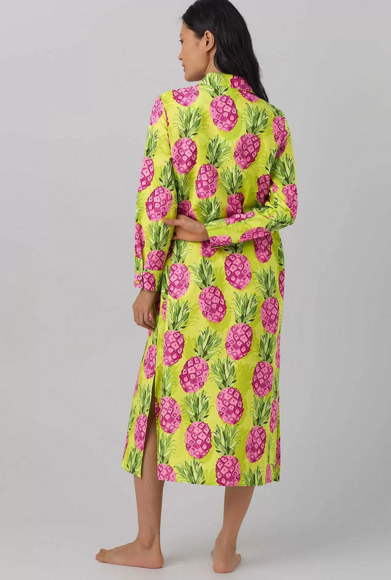 Sleepshirts & Chemises*Bedhead Pajamas Bedhead X Trina Turk Kiwi Pineapple Women'S Long Sleeve Woven Cotton Poplin Maxi Shirt