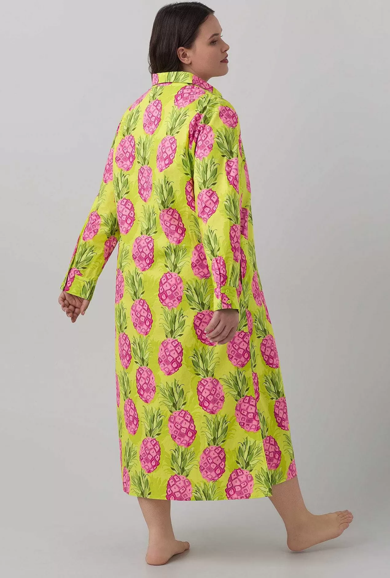 Sleepshirts & Chemises*Bedhead Pajamas Bedhead X Trina Turk Kiwi Pineapple Women'S Long Sleeve Woven Cotton Poplin Maxi Shirt