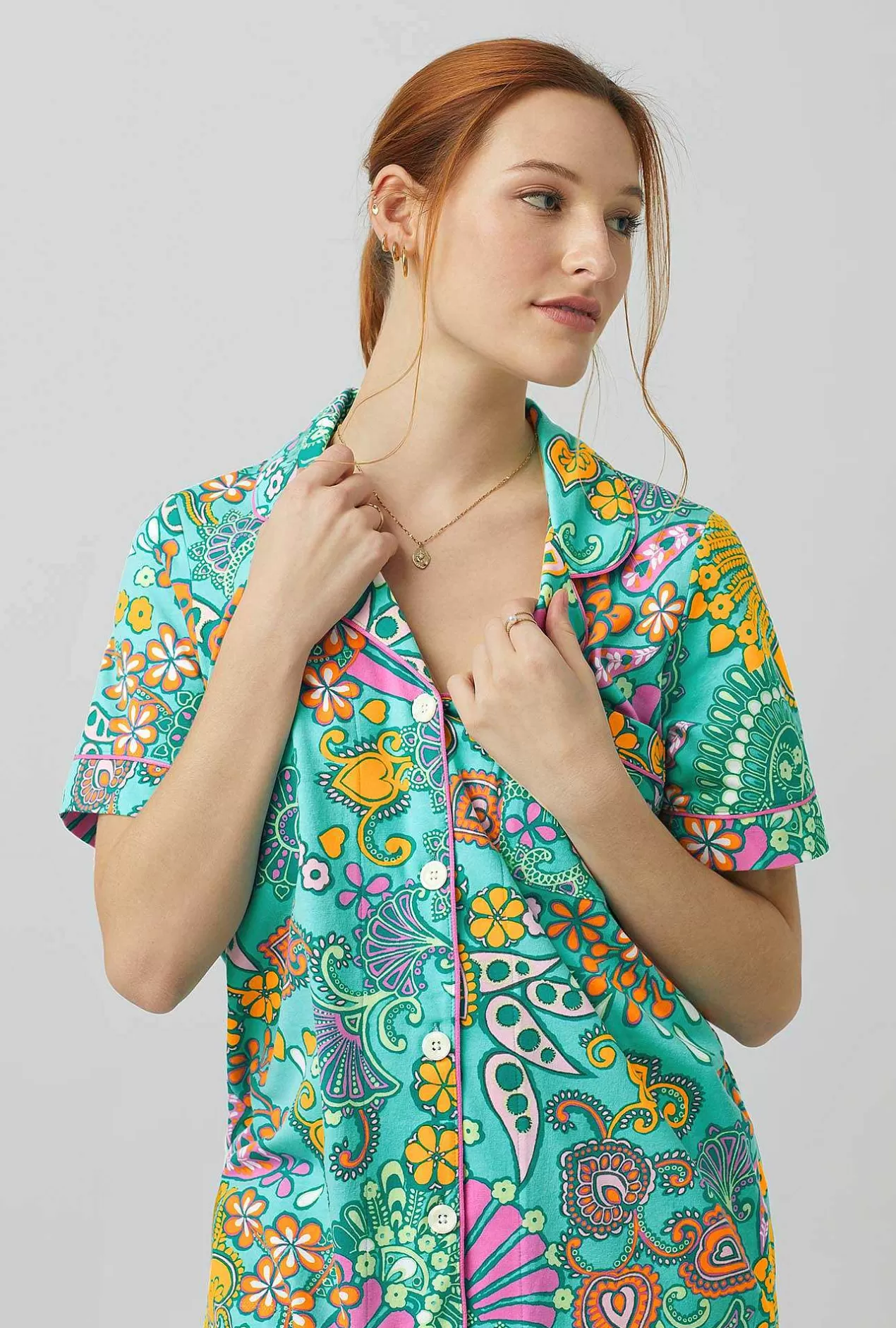Cropped Sets*Bedhead Pajamas Bedhead X Trina Turk Nandini Short Sleeve Classic Stretch Jersey Cropped Pj Set