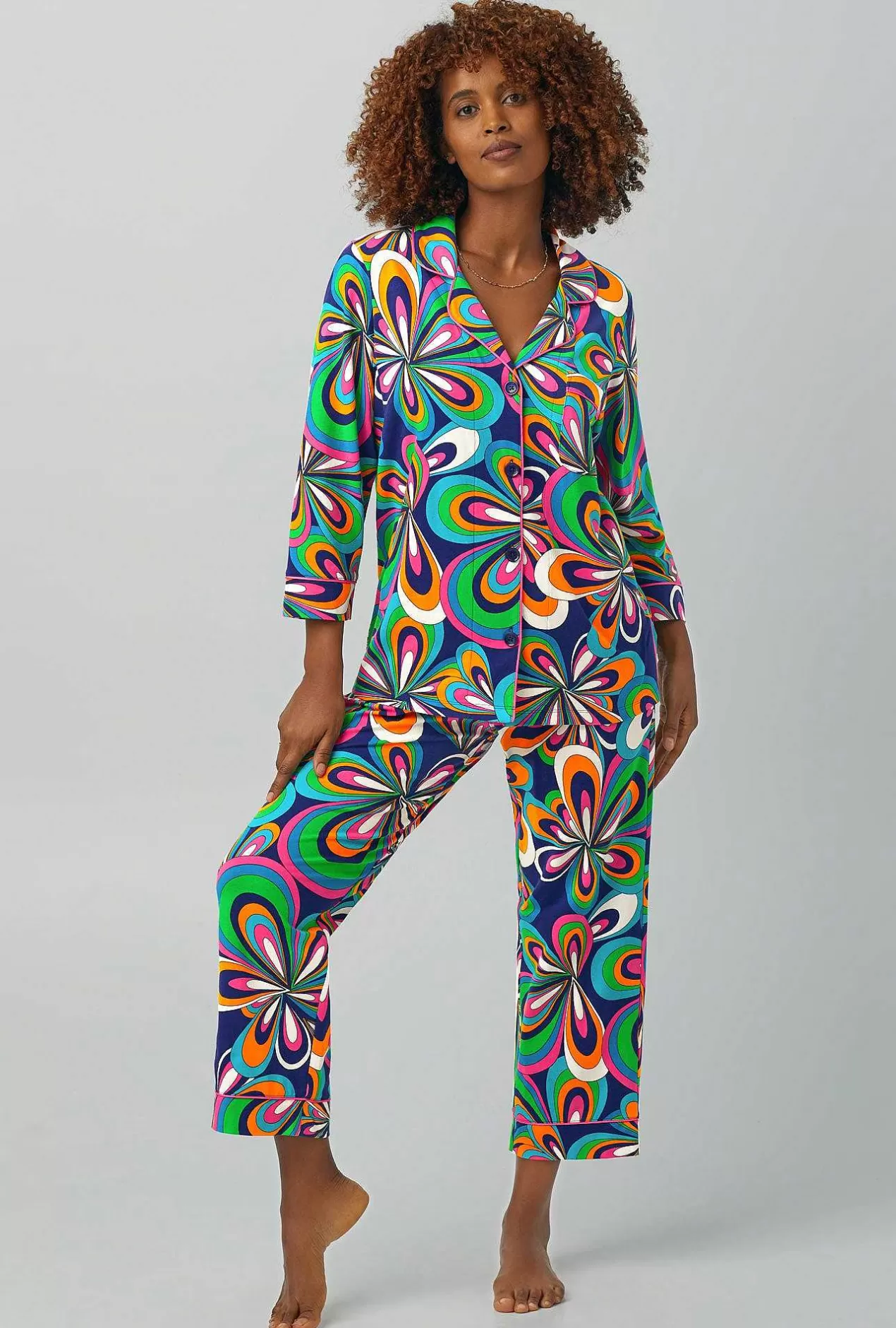 Cropped Sets*Bedhead Pajamas Bedhead X Trina Turk Shante 3/4 Sleeve Classic Stretch Jersey Cropped Pj Set
