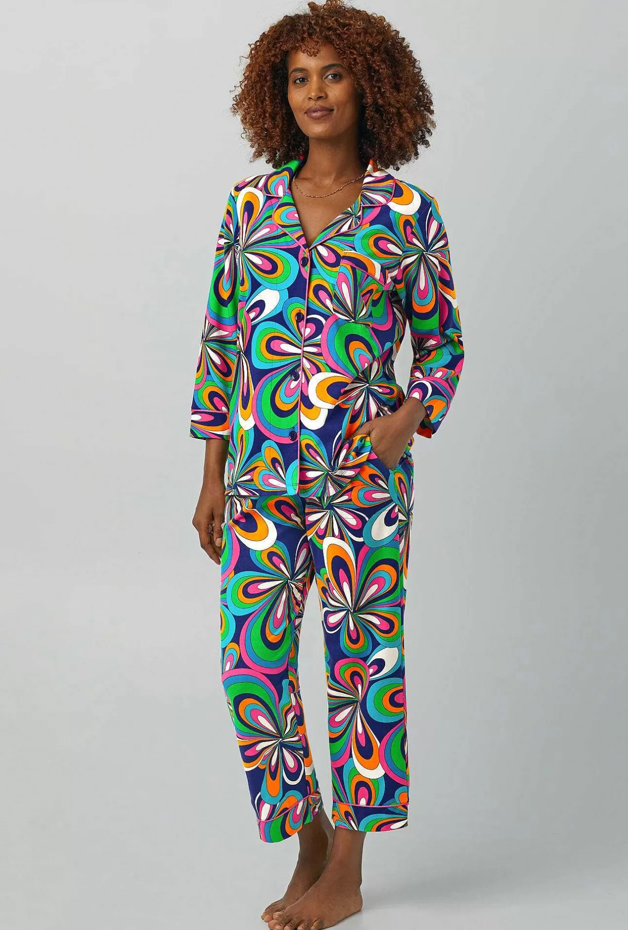 Cropped Sets*Bedhead Pajamas Bedhead X Trina Turk Shante 3/4 Sleeve Classic Stretch Jersey Cropped Pj Set