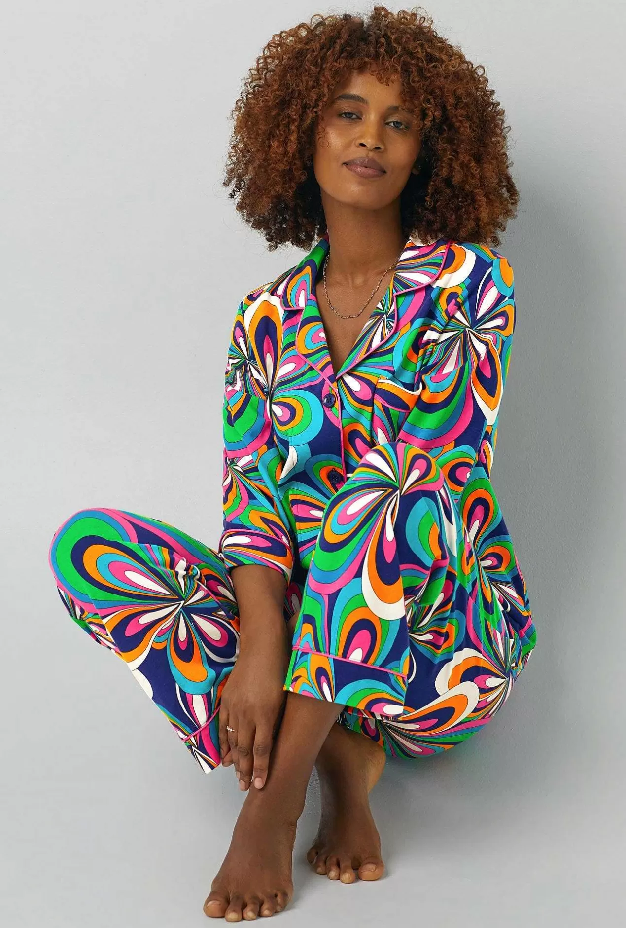 Cropped Sets*Bedhead Pajamas Bedhead X Trina Turk Shante 3/4 Sleeve Classic Stretch Jersey Cropped Pj Set