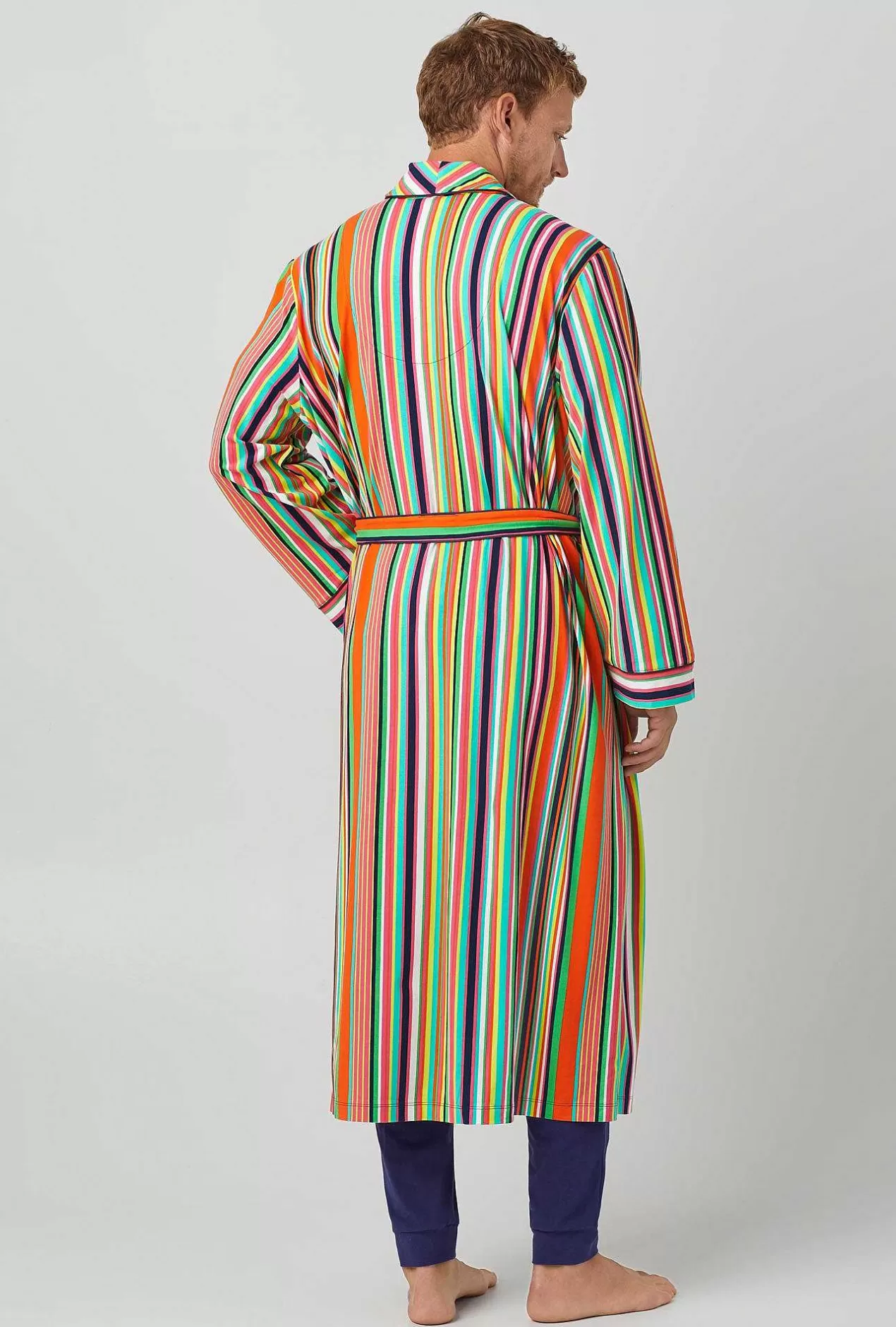 Men'S Robes*Bedhead Pajamas Bedhead X Trina Turk Stripe Unisex Stretch Jersey Robe De Chambre