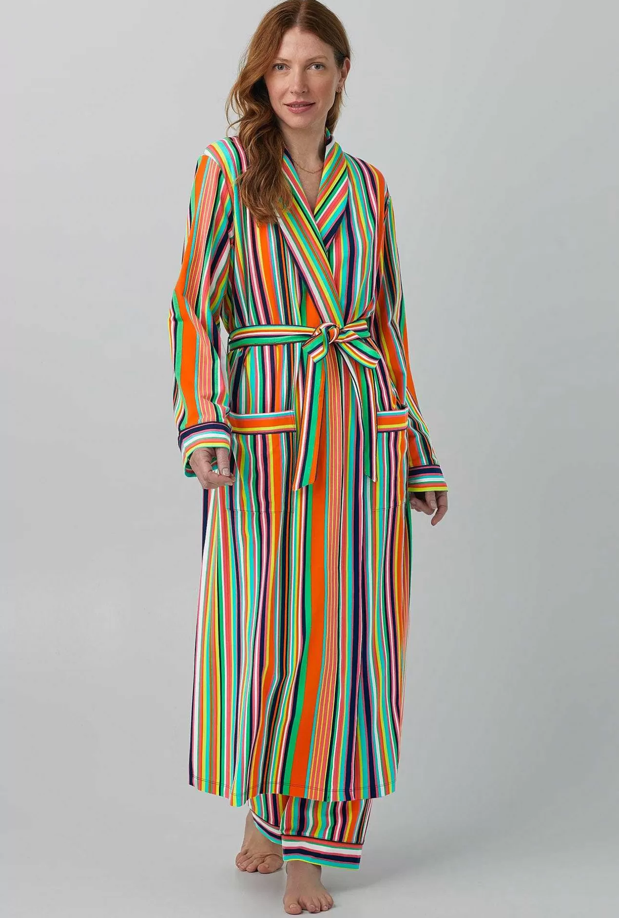 Men'S Robes*Bedhead Pajamas Bedhead X Trina Turk Stripe Unisex Stretch Jersey Robe De Chambre