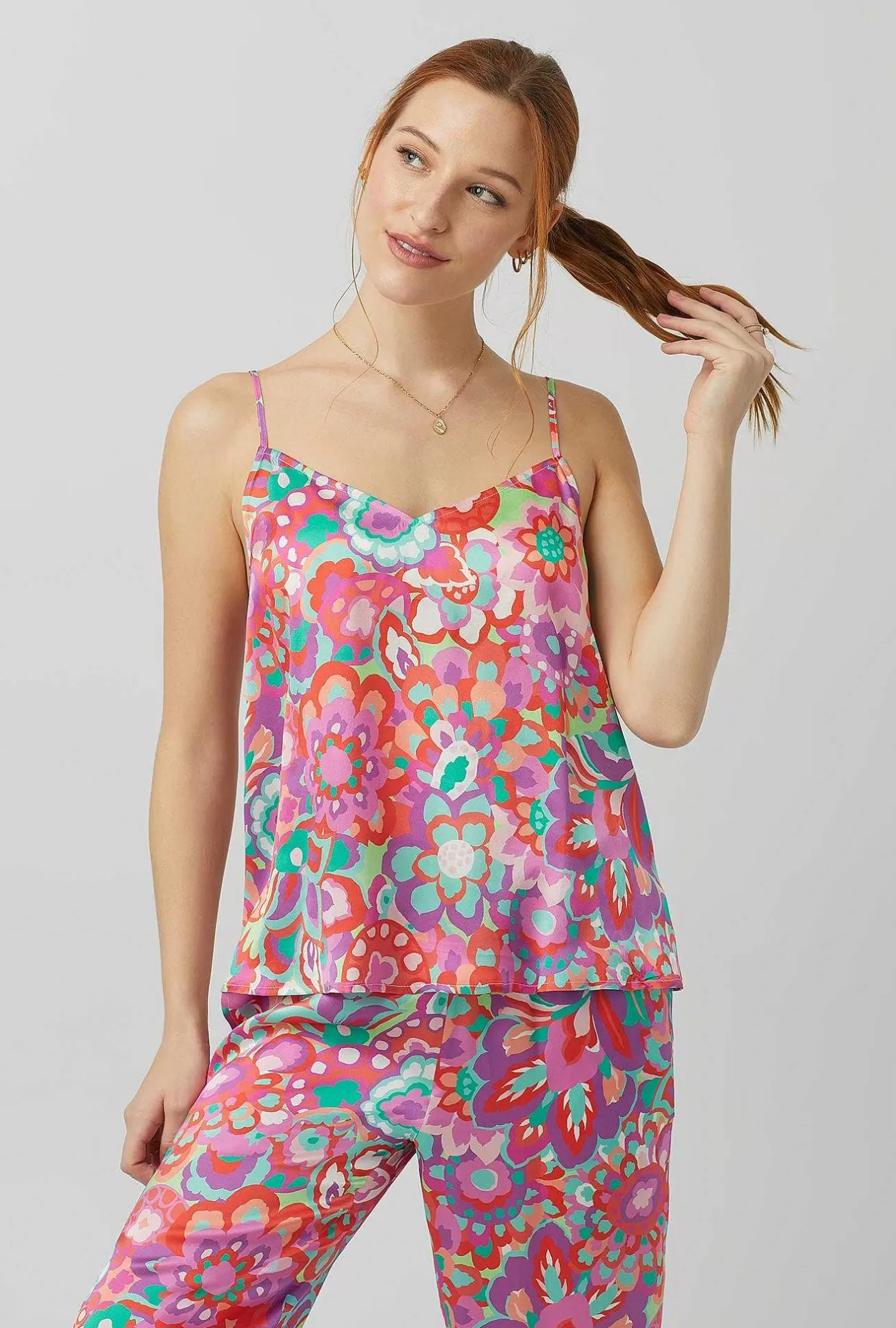 Cropped Sets*Bedhead Pajamas Bedhead X Trina Turk Summer Floral Cami Washable Silk Satin Cropped Pj Set