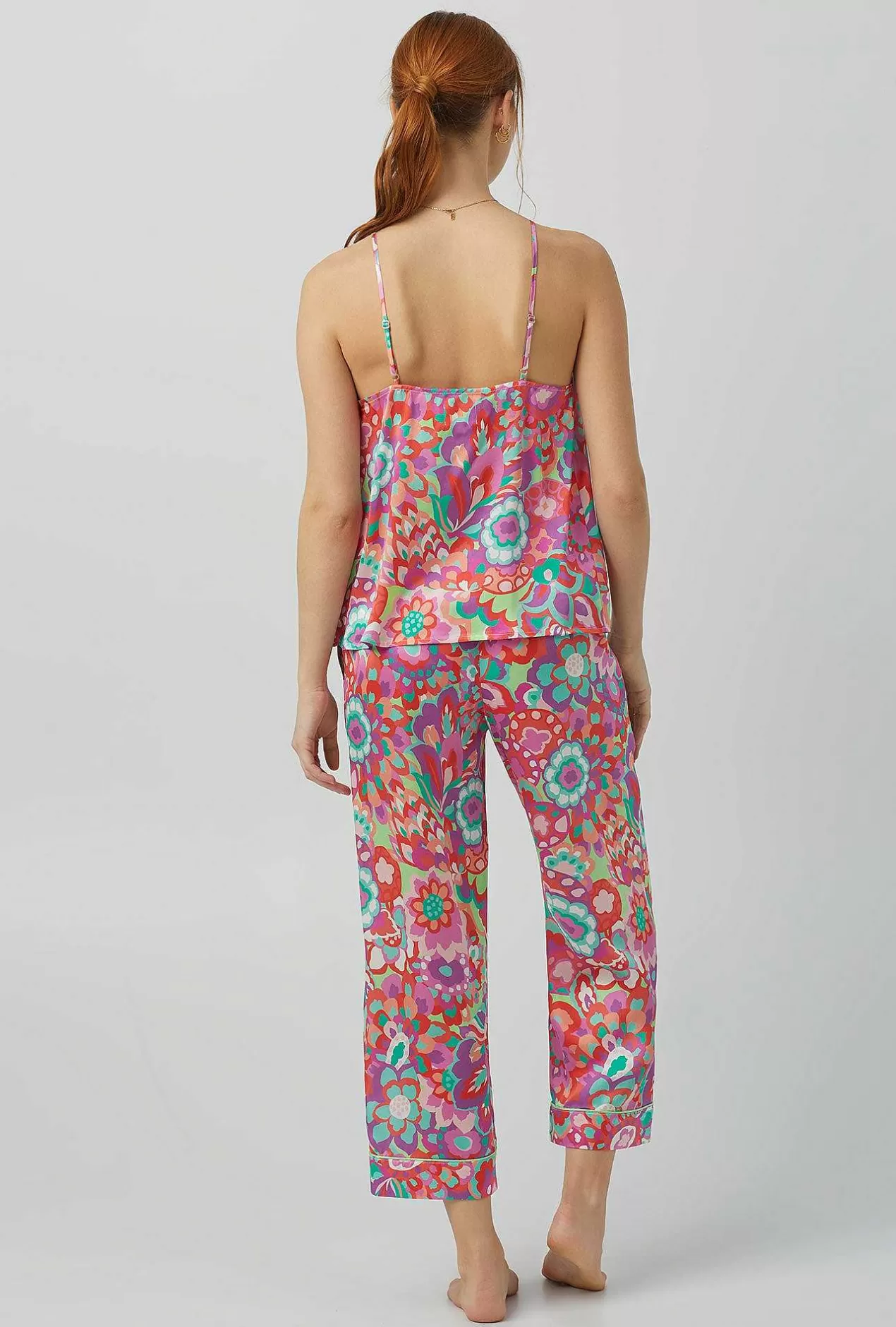 Cropped Sets*Bedhead Pajamas Bedhead X Trina Turk Summer Floral Cami Washable Silk Satin Cropped Pj Set
