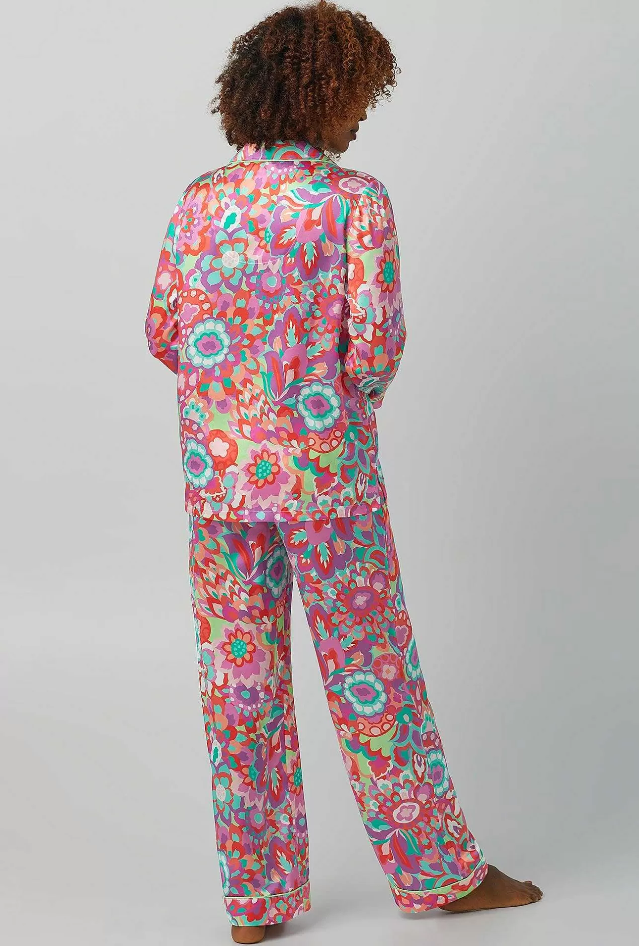 Long Sleep Sets*Bedhead Pajamas Bedhead X Trina Turk Summer Floral Long Sleeve Classic Washable Silk Pj Set