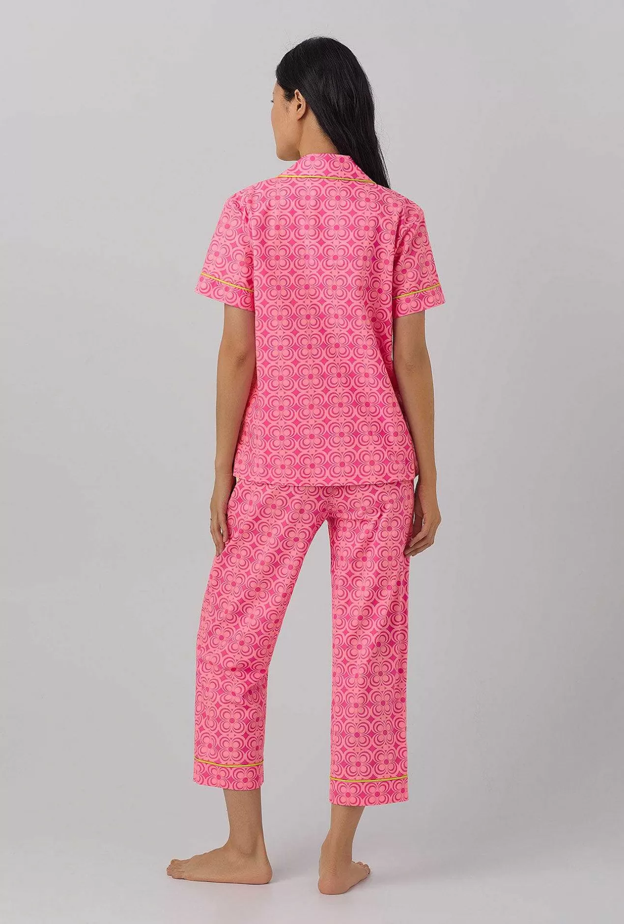 Cropped Sets*Bedhead Pajamas Bedhead X Trina Turk Summer Geo Short Sleeve Classic Woven Cotton Poplin Cropped Pj Set