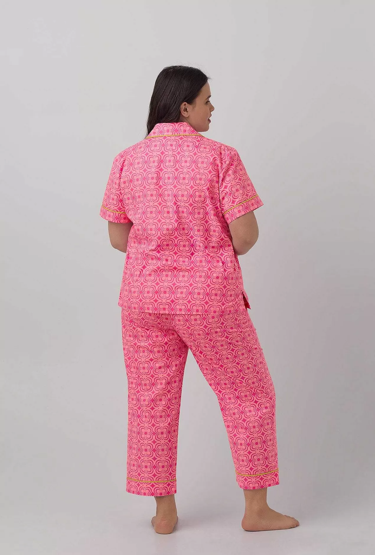 Cropped Sets*Bedhead Pajamas Bedhead X Trina Turk Summer Geo Short Sleeve Classic Woven Cotton Poplin Cropped Pj Set