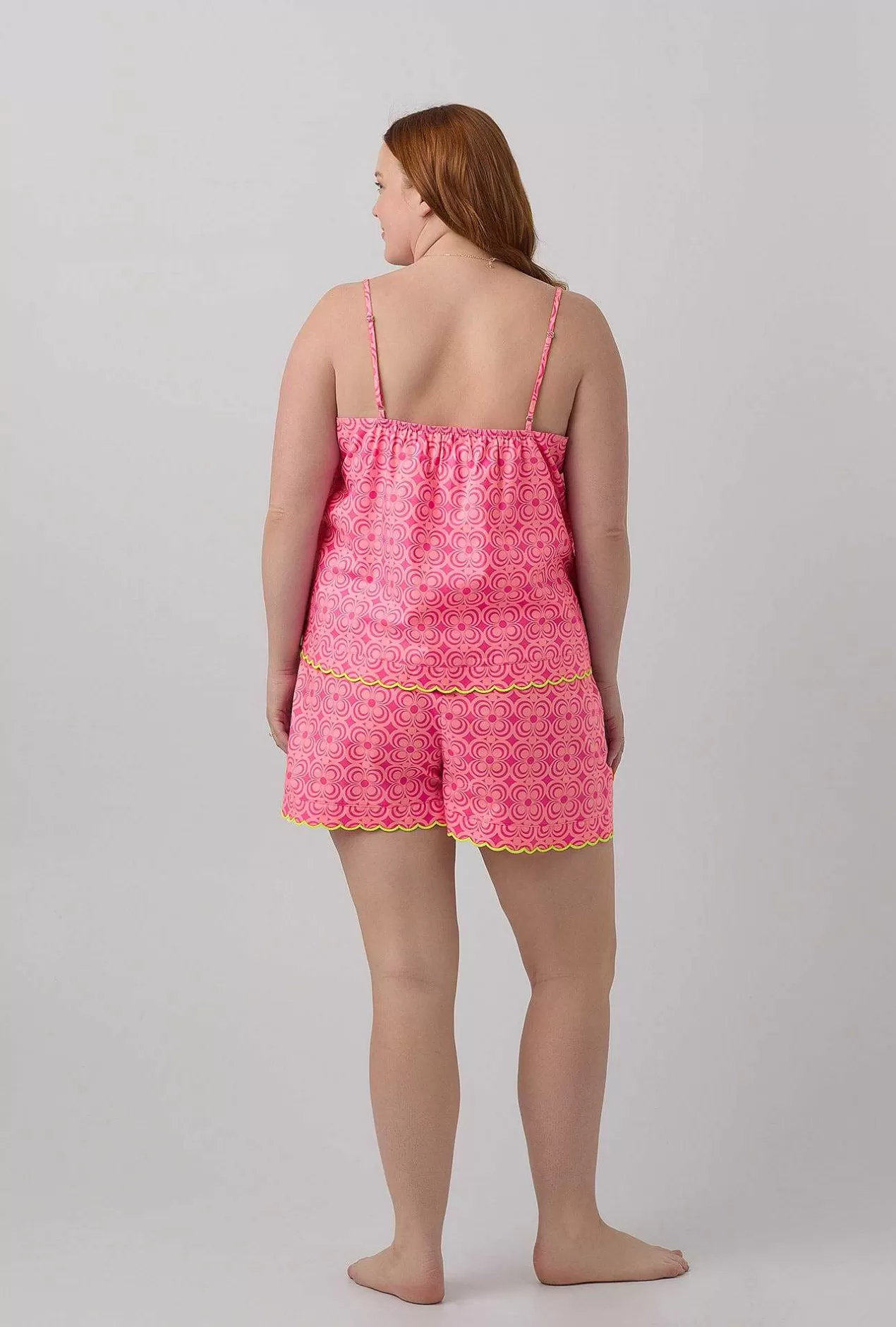 Shorty Sets*Bedhead Pajamas Bedhead X Trina Turk Summer Geo Women'S Scallop Cami Woven Cotton Poplin Shorty Pj Set
