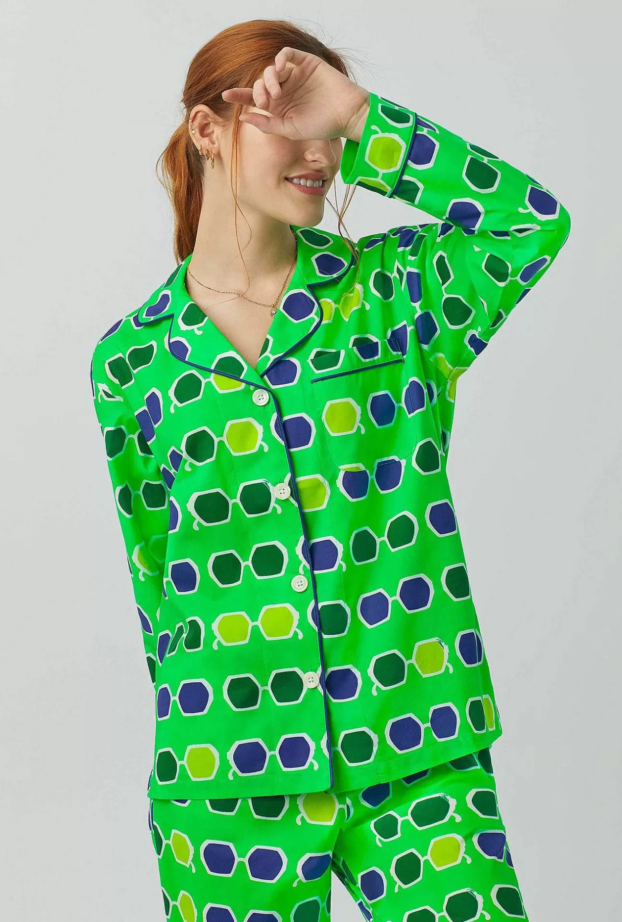 Long Sleep Sets*Bedhead Pajamas Bedhead X Trina Turk Sunglasses Long Sleeve Classic Woven Cotton Poplin Pj Set