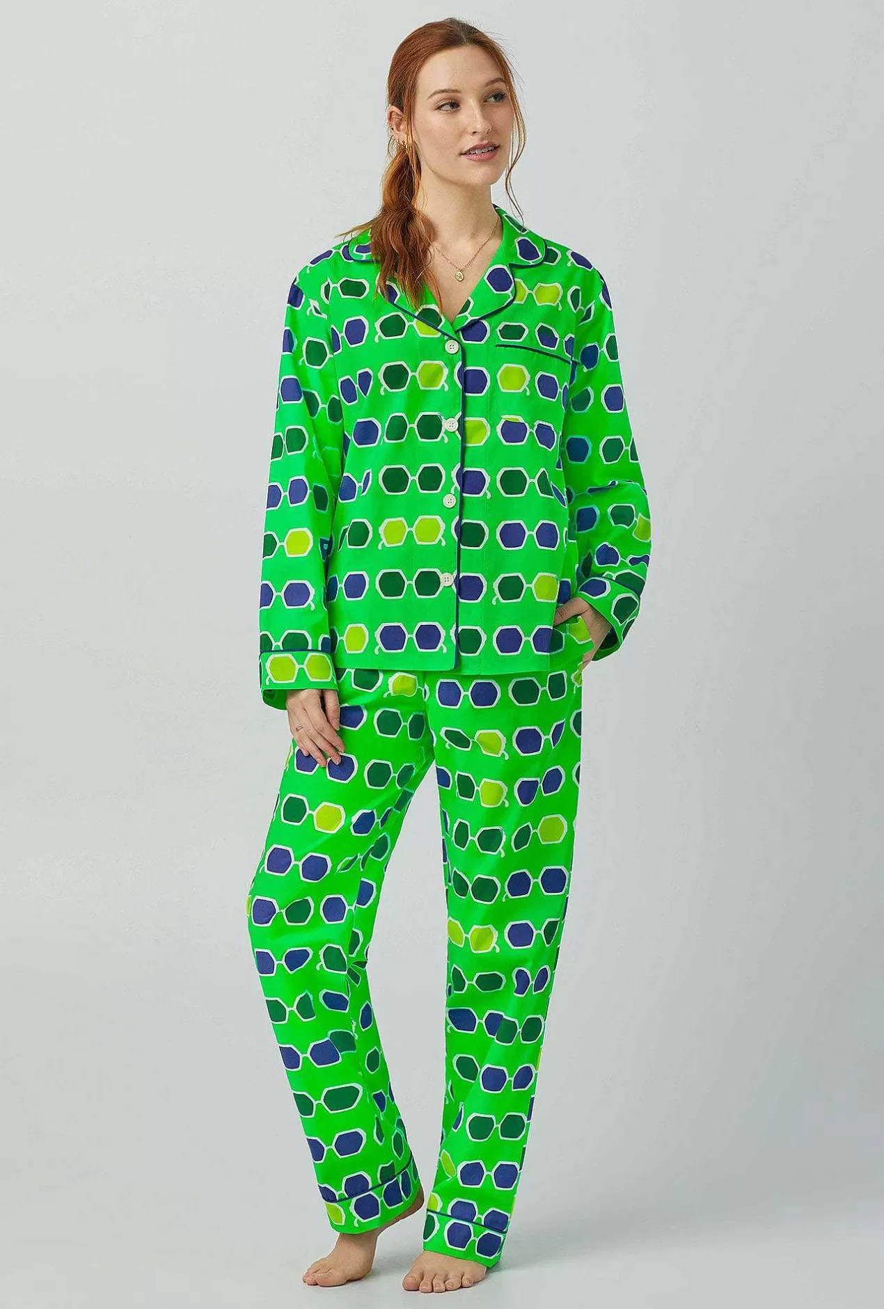 Long Sleep Sets*Bedhead Pajamas Bedhead X Trina Turk Sunglasses Long Sleeve Classic Woven Cotton Poplin Pj Set