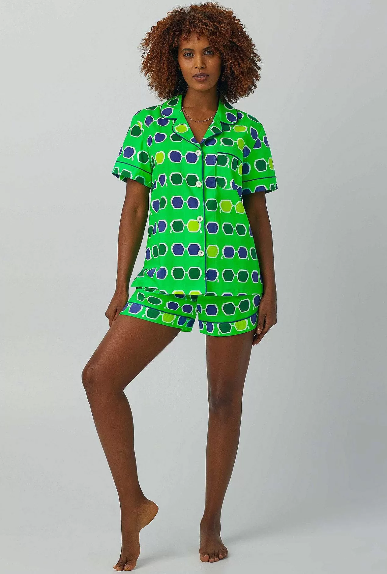 Shorty Sets*Bedhead Pajamas Bedhead X Trina Turk Sunglasses Short Sleeve Classic Shorty Woven Cotton Poplin Pj Set