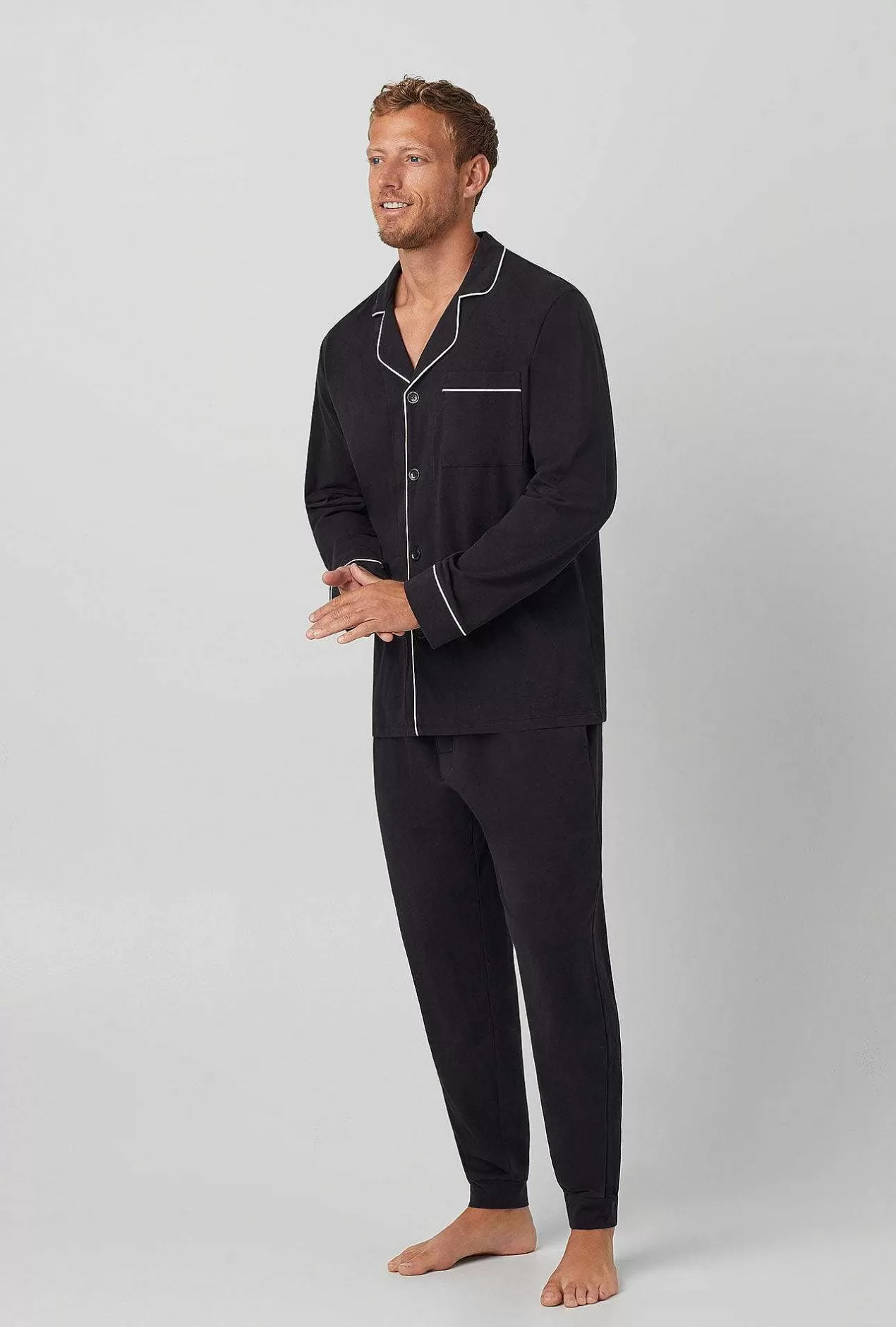 Bedhead Favorites*Bedhead Pajamas Black Beauty Men'S Long Sleeve And Jogger Stretch Jersey Pj Set