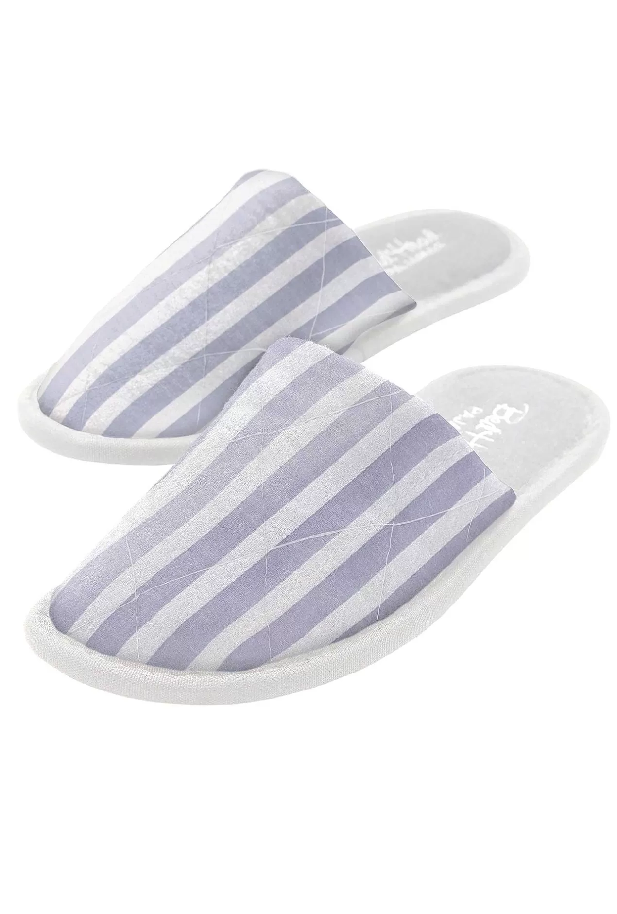 Shop All*Bedhead Pajamas Blue 3D Stripe French Terry Lined Woven Cotton Unisex Slippers