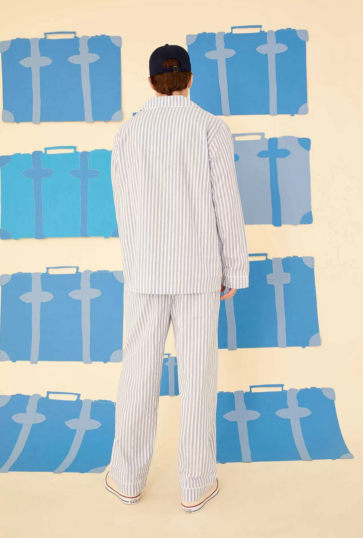Bedhead Favorites*Bedhead Pajamas Blue 3D Stripe Men'S Long Sleeve Classic Woven Cotton Sateen Pj Set