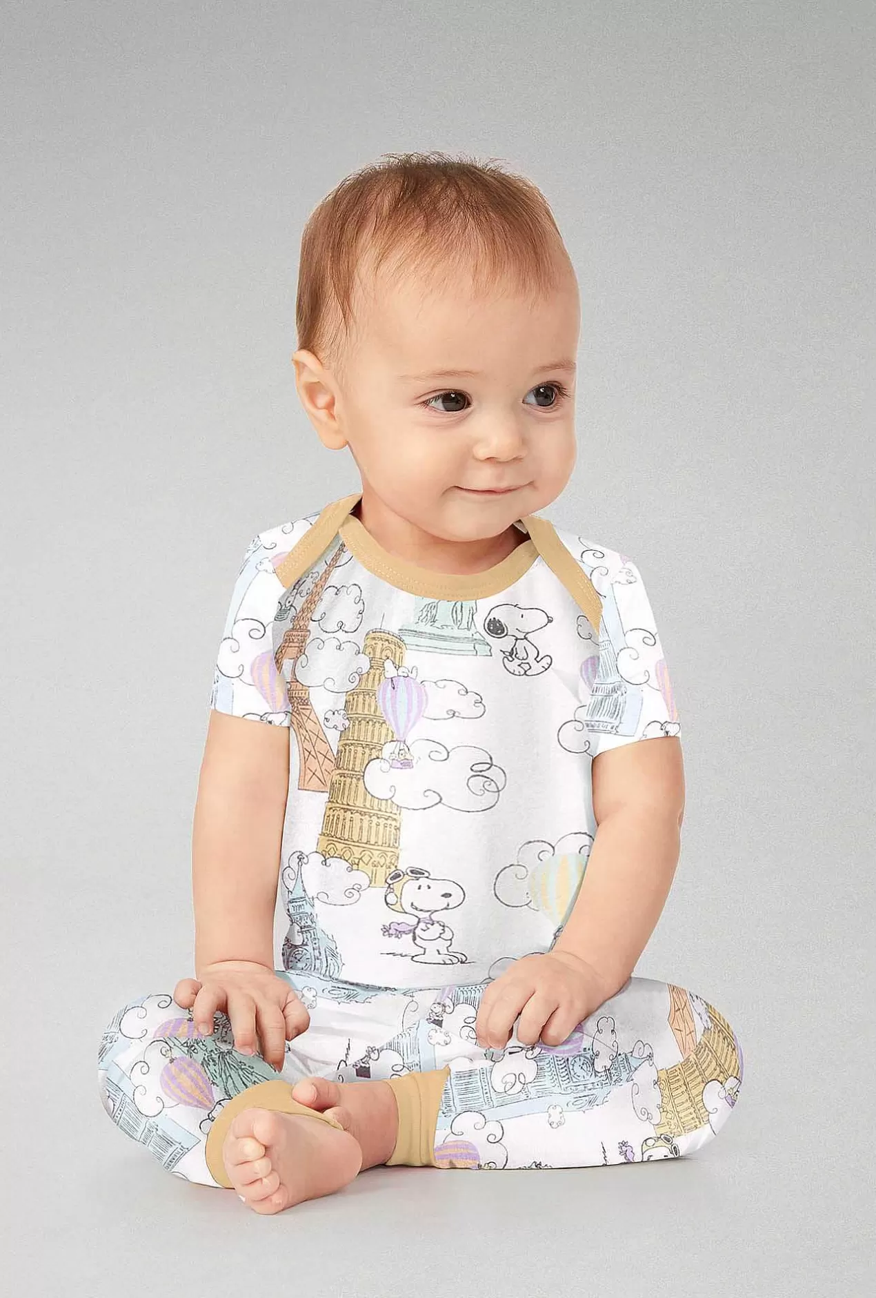 Mother'S Day*Bedhead Pajamas Bon Voyage Snoopy Short Sleeve Stretch Jersey Boo Boo Pj Set