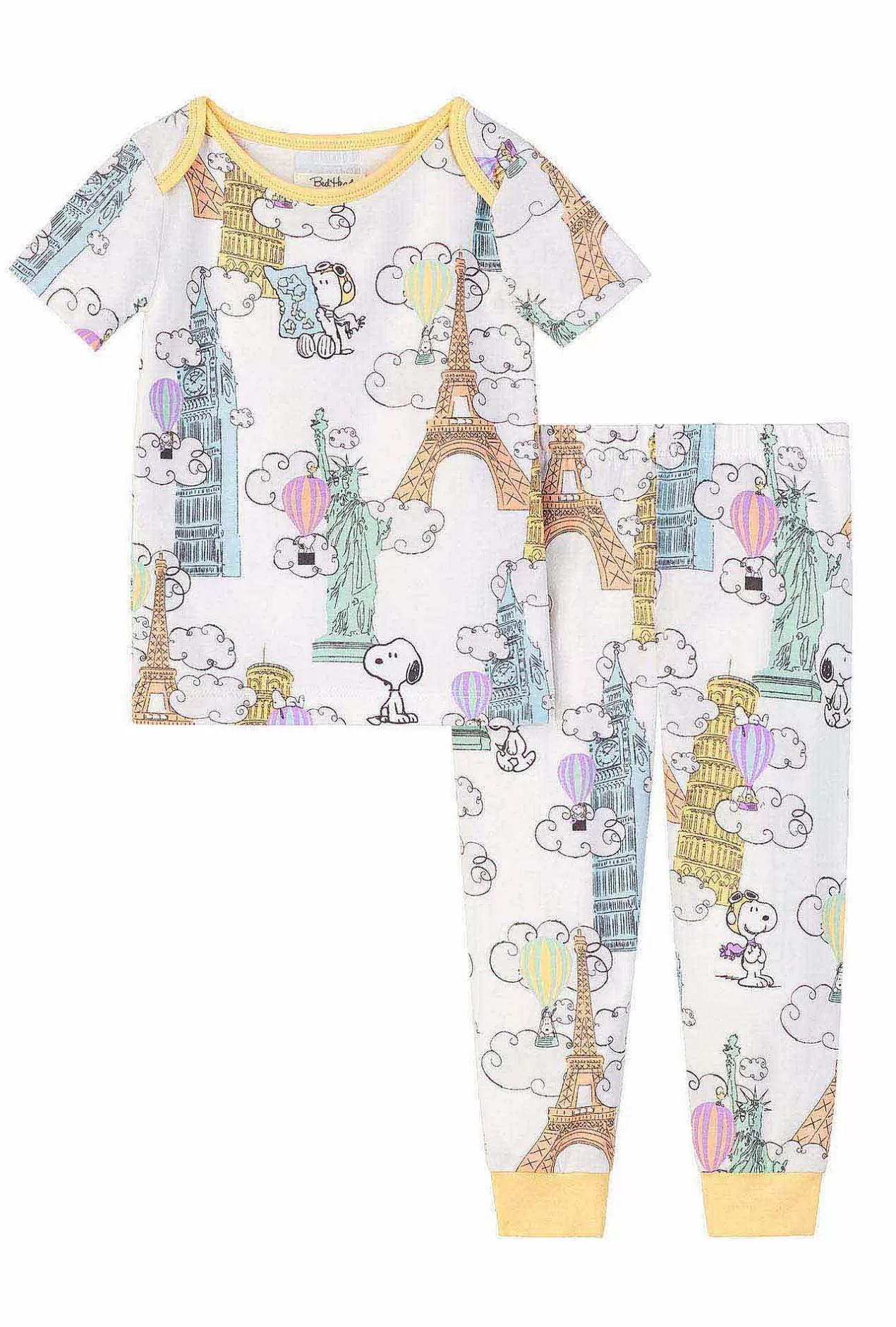 Mother'S Day*Bedhead Pajamas Bon Voyage Snoopy Short Sleeve Stretch Jersey Boo Boo Pj Set