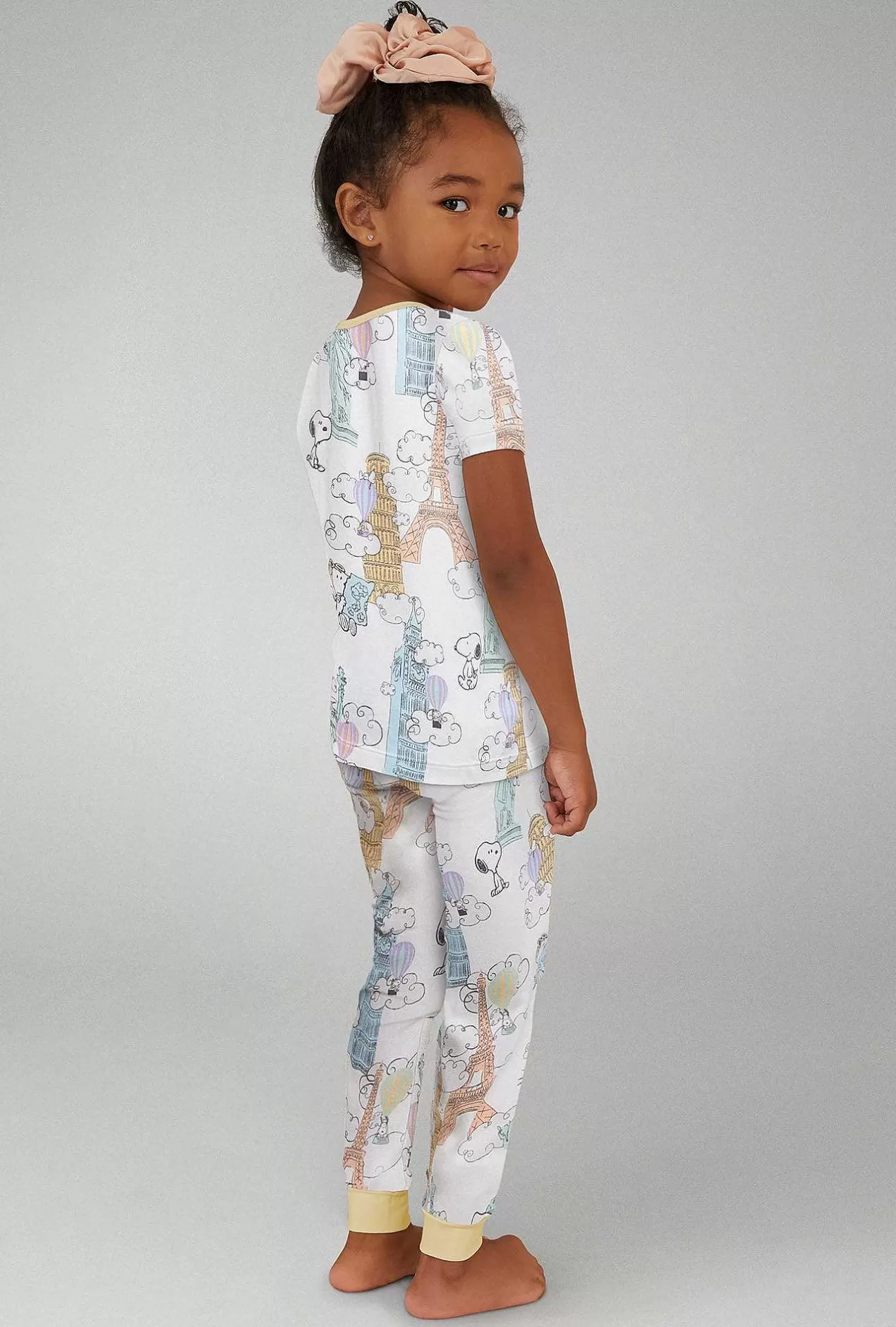 Mother'S Day*Bedhead Pajamas Bon Voyage Snoopy Short Sleeve Stretch Jersey Kids Pj Set
