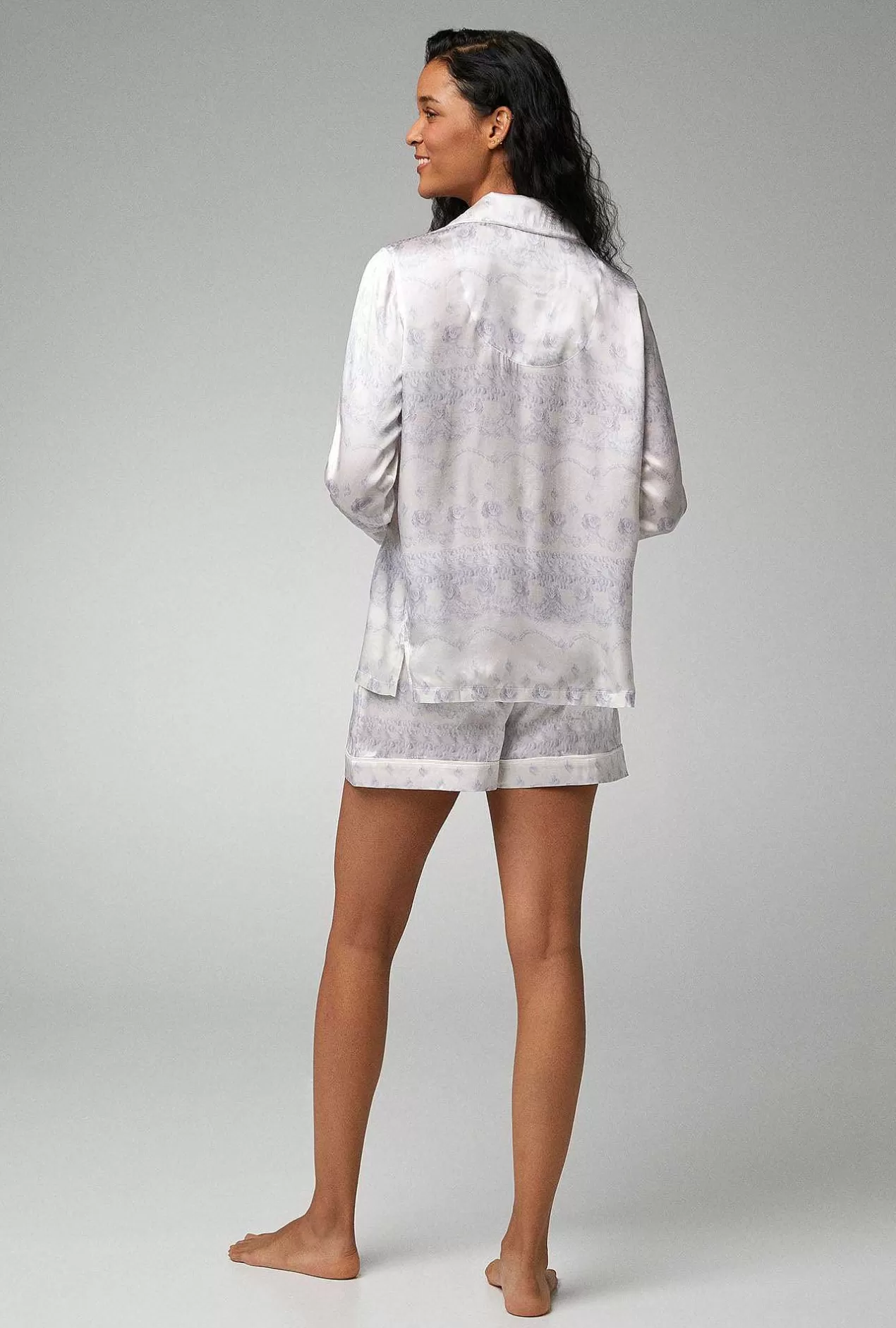 Bridal Shop*Bedhead Pajamas Buttercream Long Sleeve Classic Woven Silk Satin Shorty Pj Set