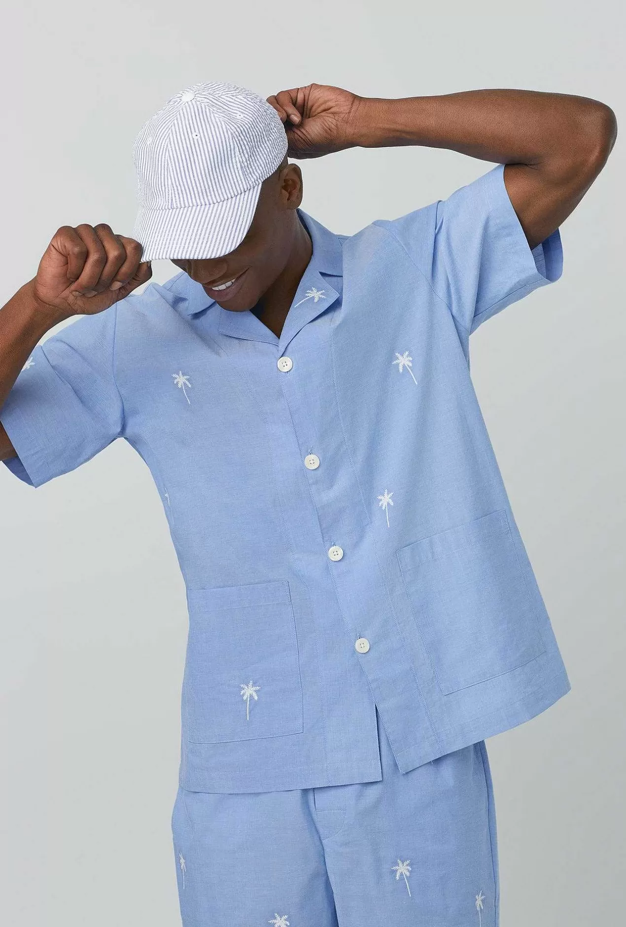 Notch Collar Short Sleep Sets*Bedhead Pajamas Chambray Men'S Short Sleeve Woven Cotton Poplin Boxer Short Pj Set