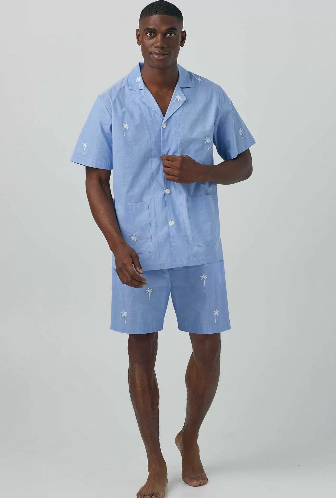 Notch Collar Short Sleep Sets*Bedhead Pajamas Chambray Men'S Short Sleeve Woven Cotton Poplin Boxer Short Pj Set