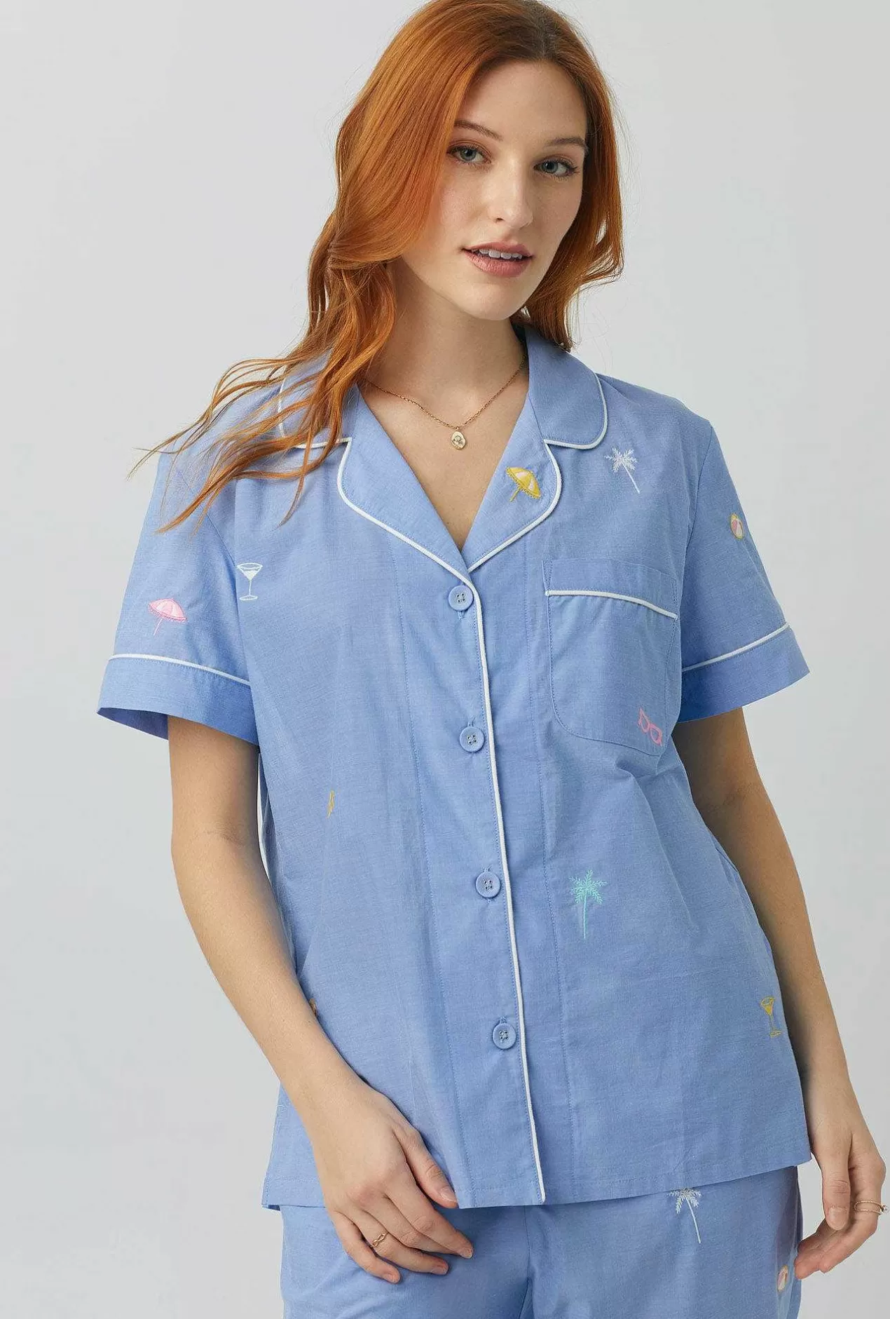 Cropped Sets*Bedhead Pajamas Chambray Short Sleeve Classic Woven Cotton Poplin Cropped Pj Set