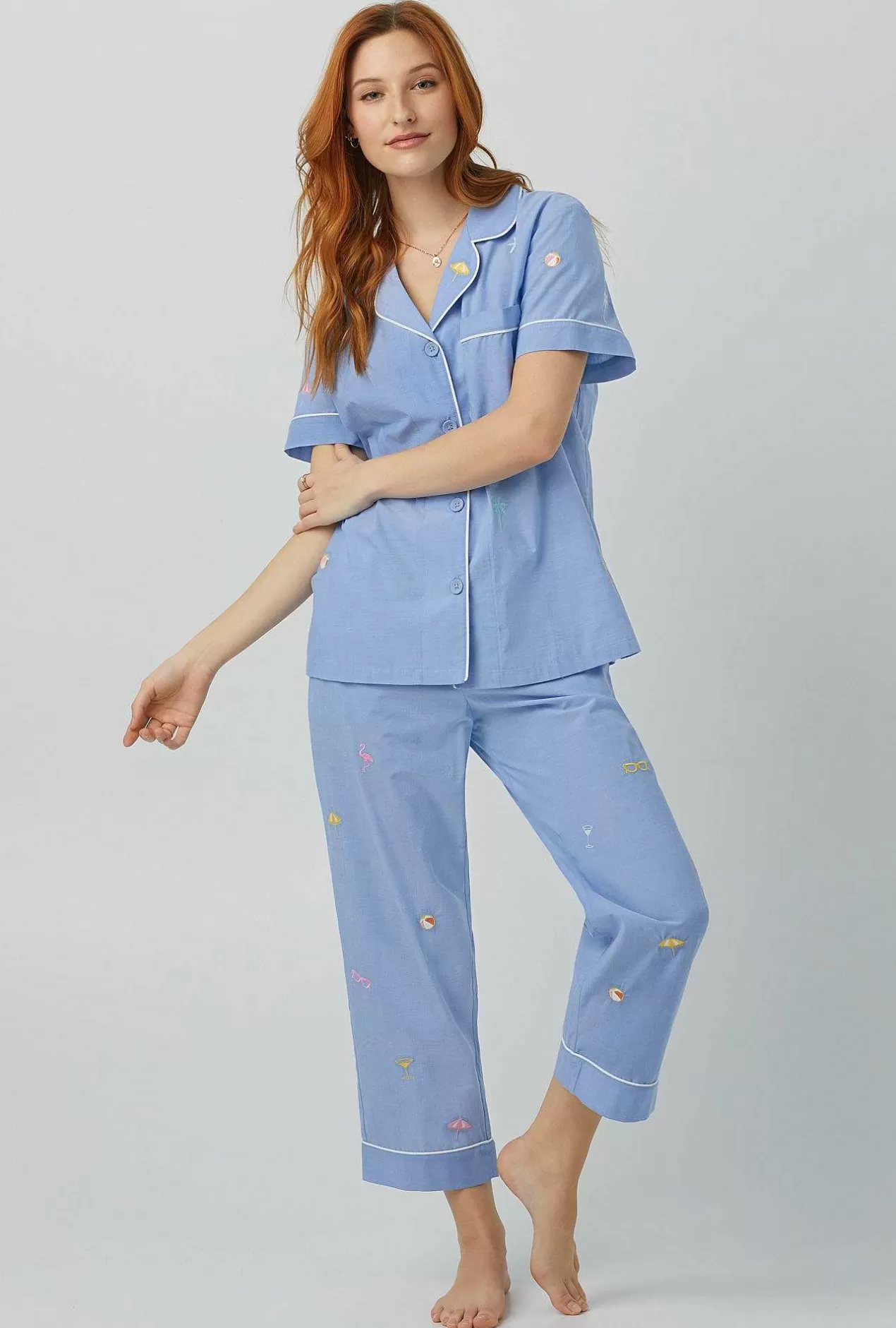 Cropped Sets*Bedhead Pajamas Chambray Short Sleeve Classic Woven Cotton Poplin Cropped Pj Set