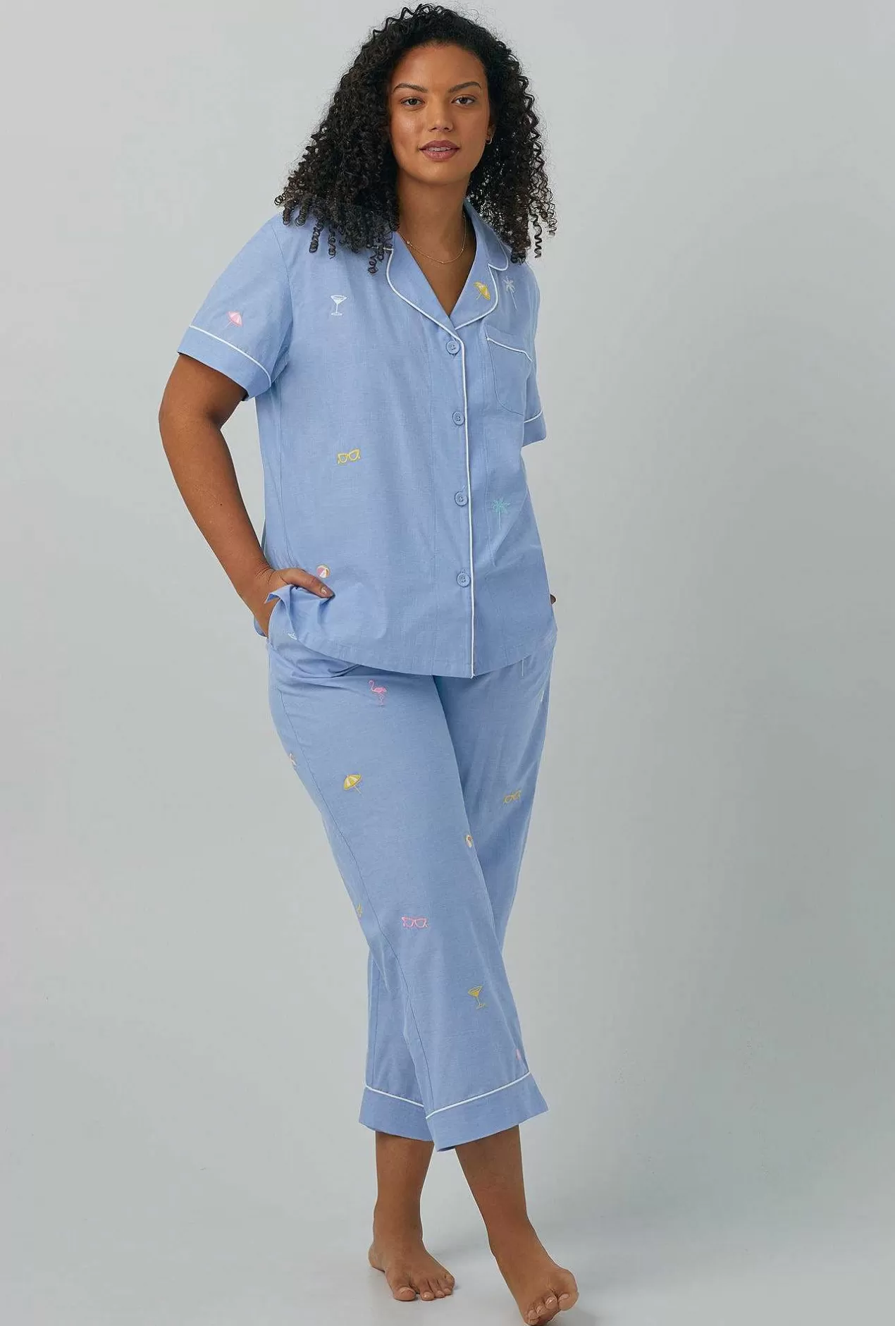 Cropped Sets*Bedhead Pajamas Chambray Short Sleeve Classic Woven Cotton Poplin Cropped Pj Set
