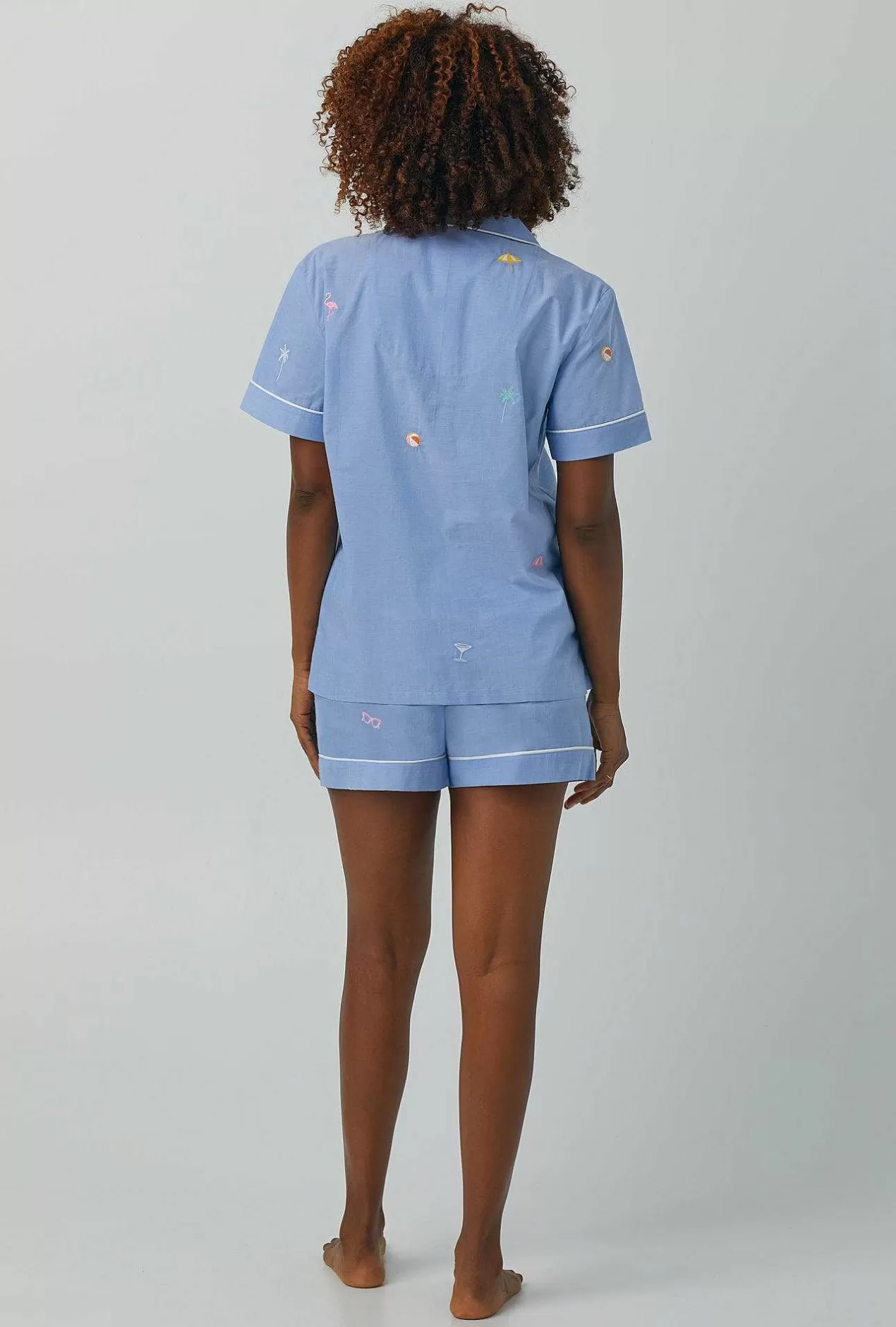 Extended Sizes*Bedhead Pajamas Chambray Short Sleeve Classic Woven Cotton Poplin Shorty Pj Set